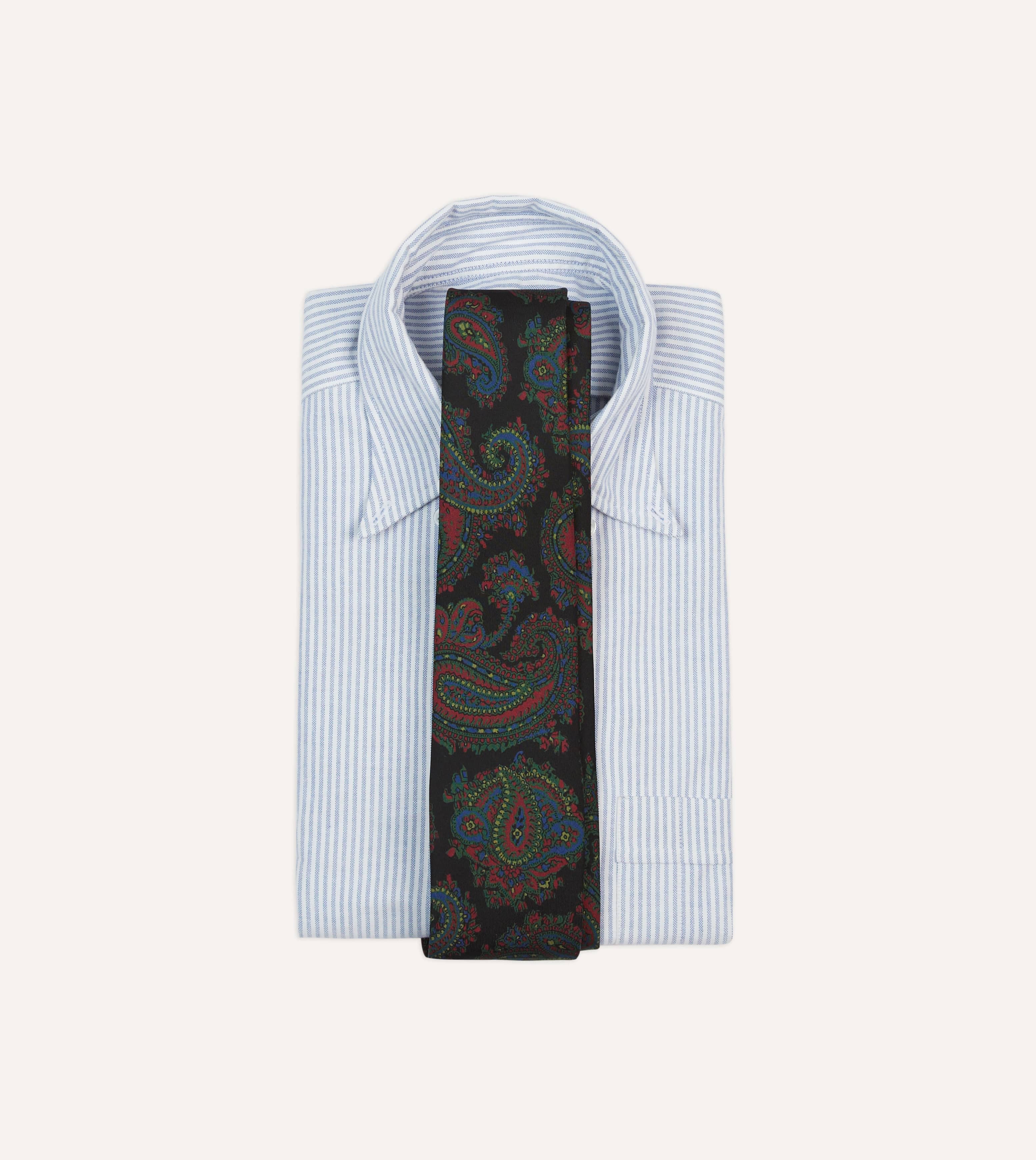 Black Big Paisley Print Madder Silk Self-Tipped Tie - Image 2