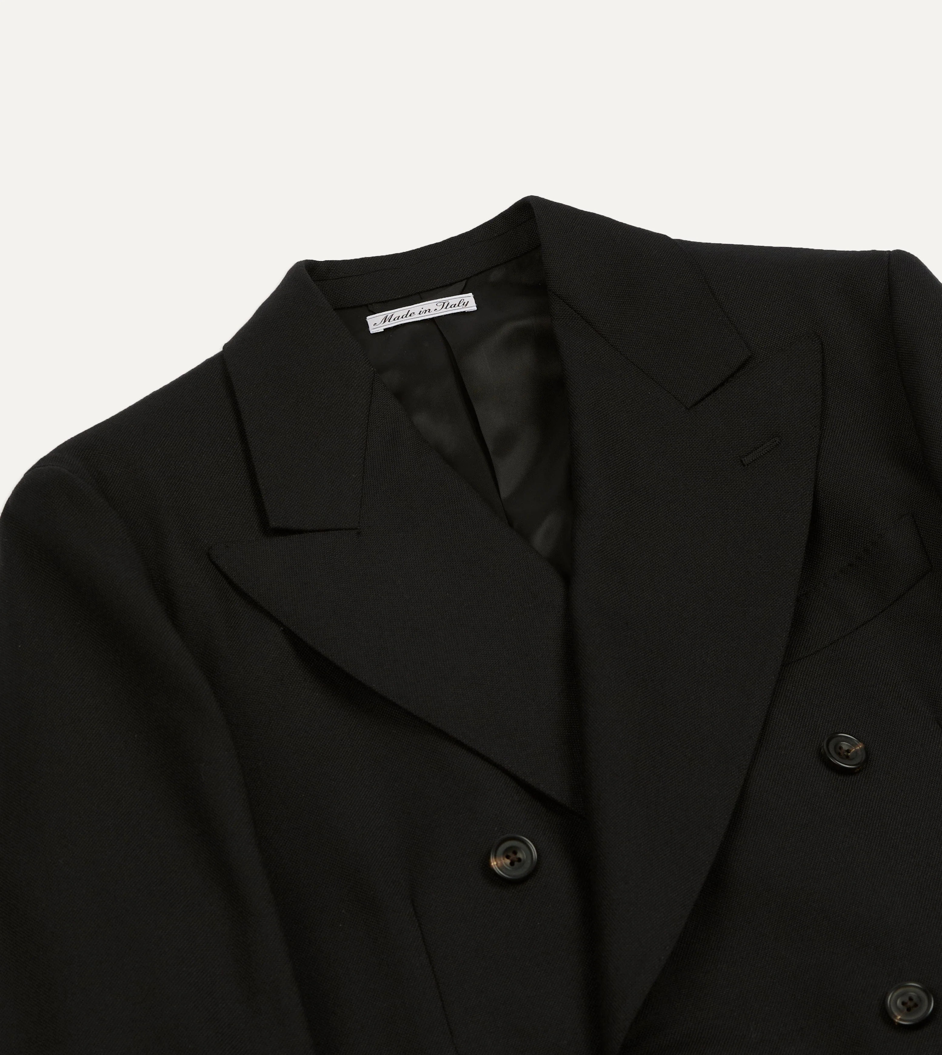 Black Fresco® Wool Double-Breasted Tailored Jacket - Image 3