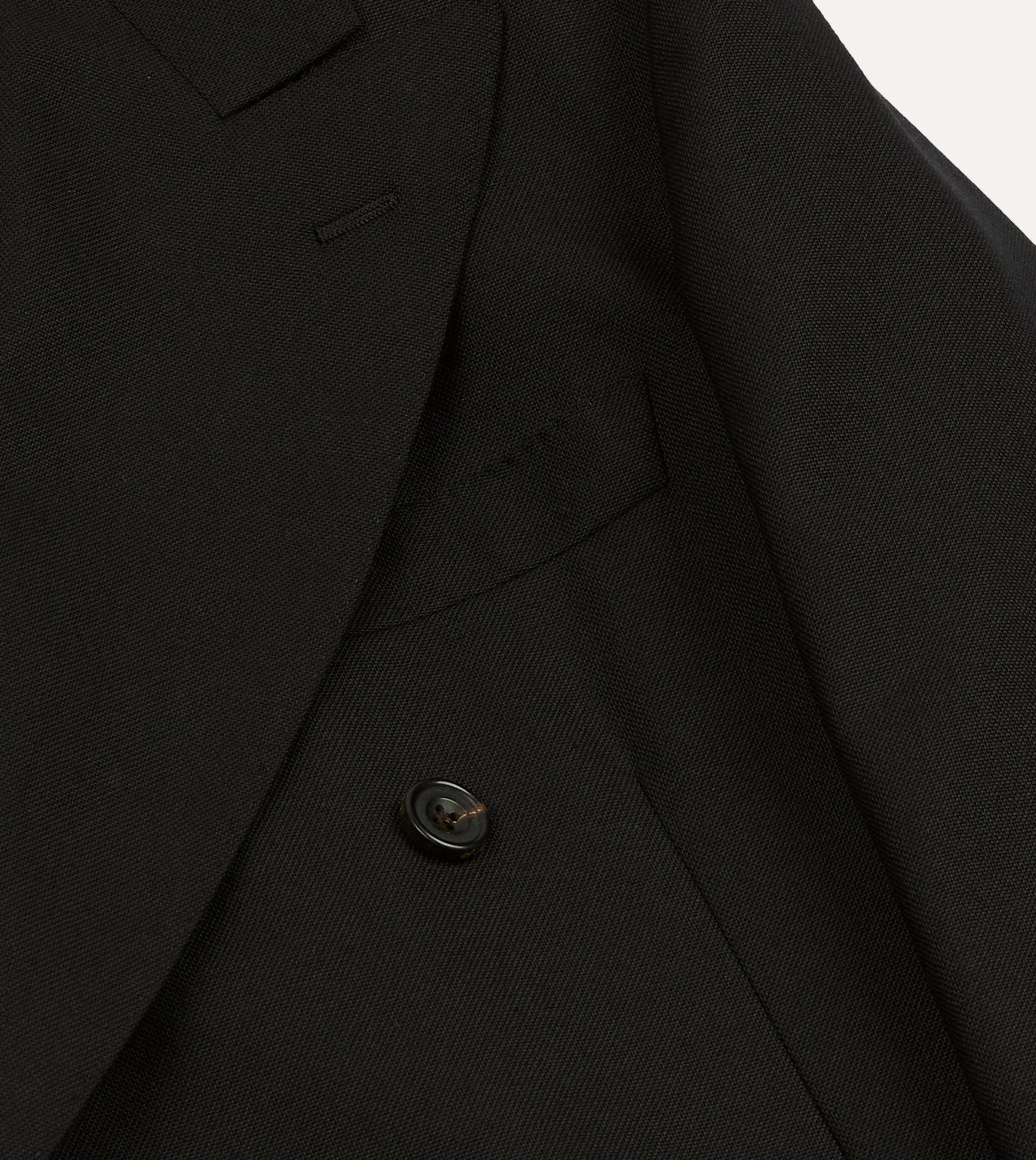 Black Fresco® Wool Double-Breasted Tailored Jacket - Image 4