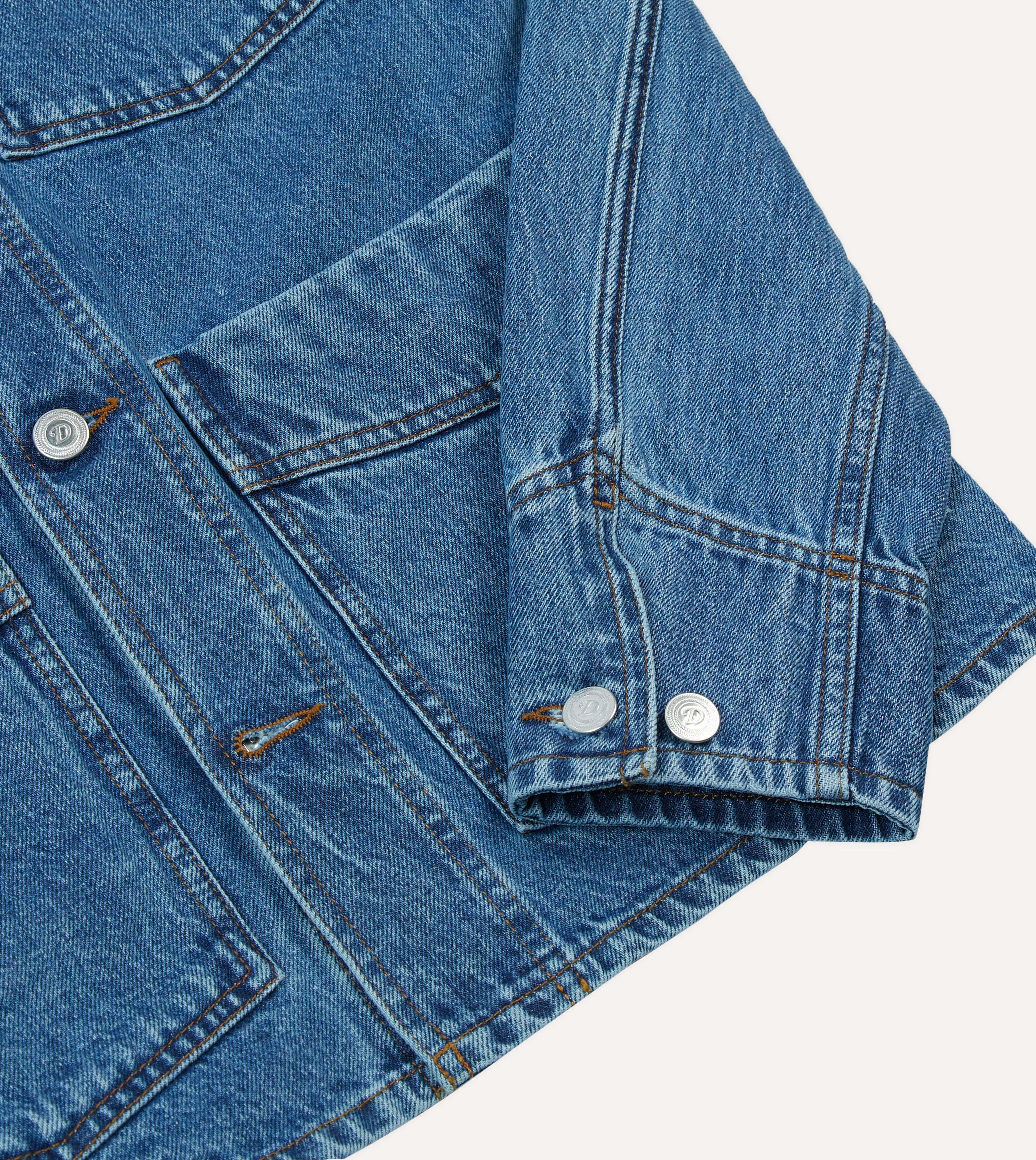 Bleach Wash Denim Work Jacket - Image 5