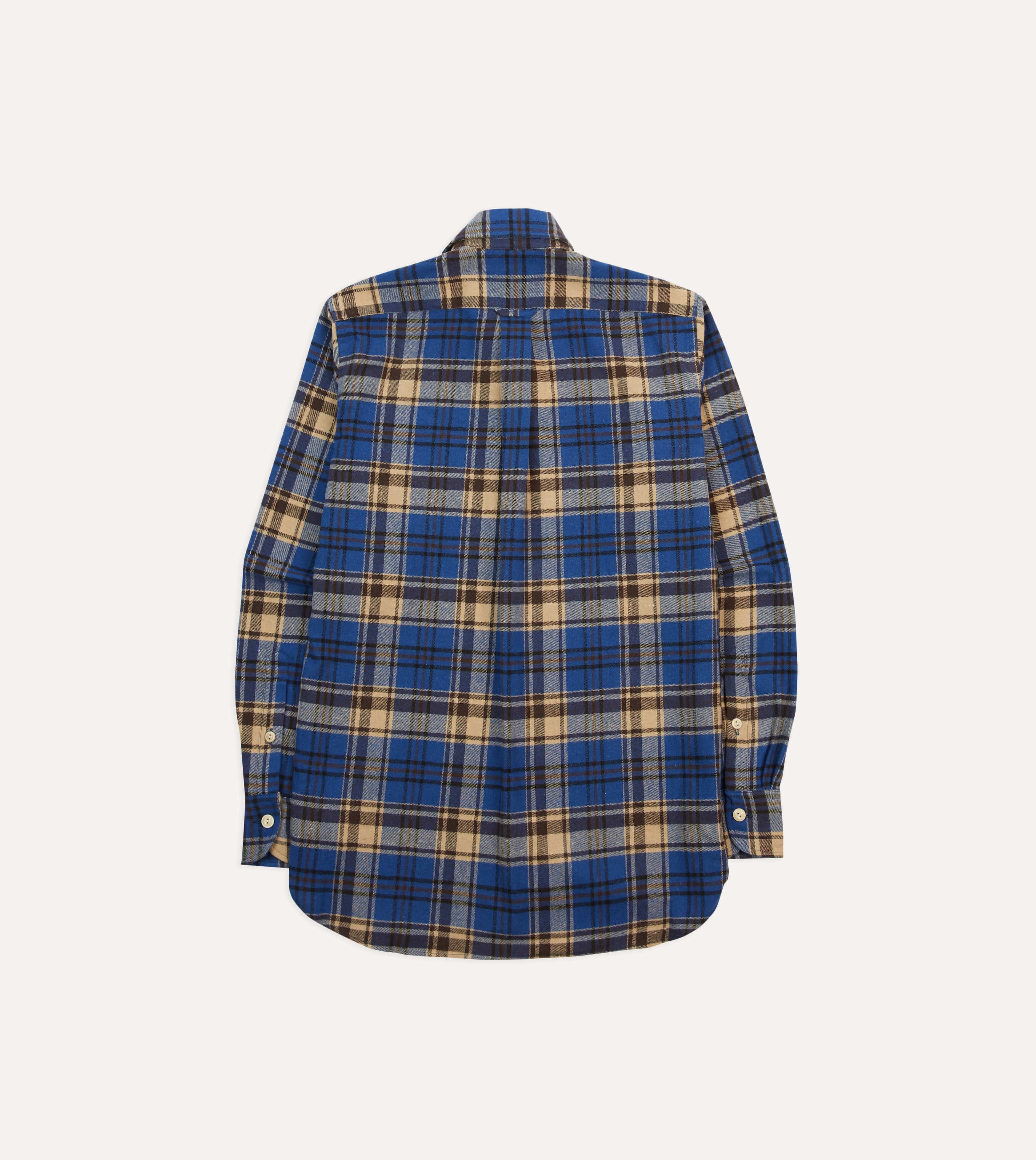 Blue and Ecru Check Brushed Cotton Two-Pocket Work Shirt - Image 6