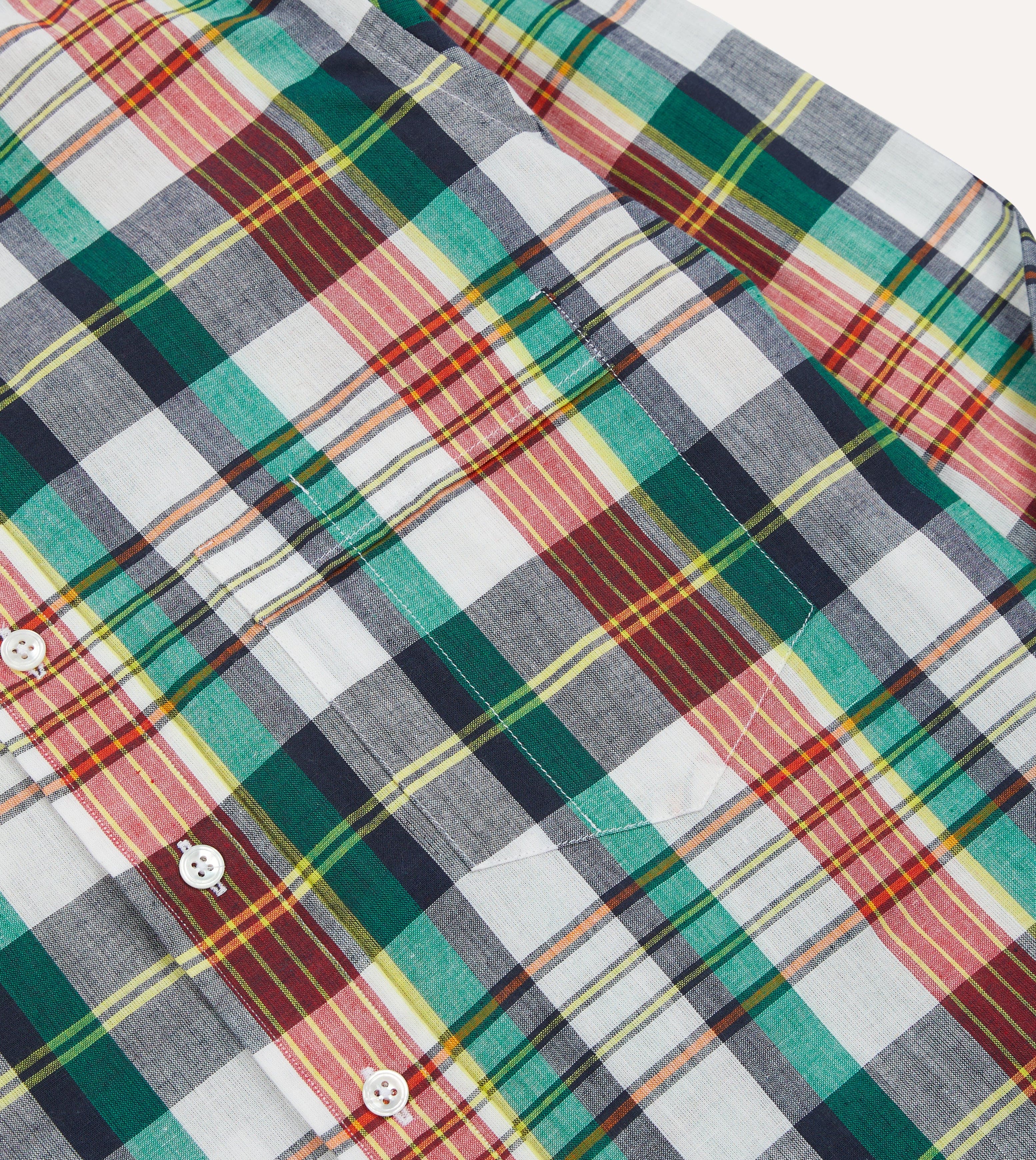 Blue and Red Madras Check Cotton Button-Down Shirt - Image 4