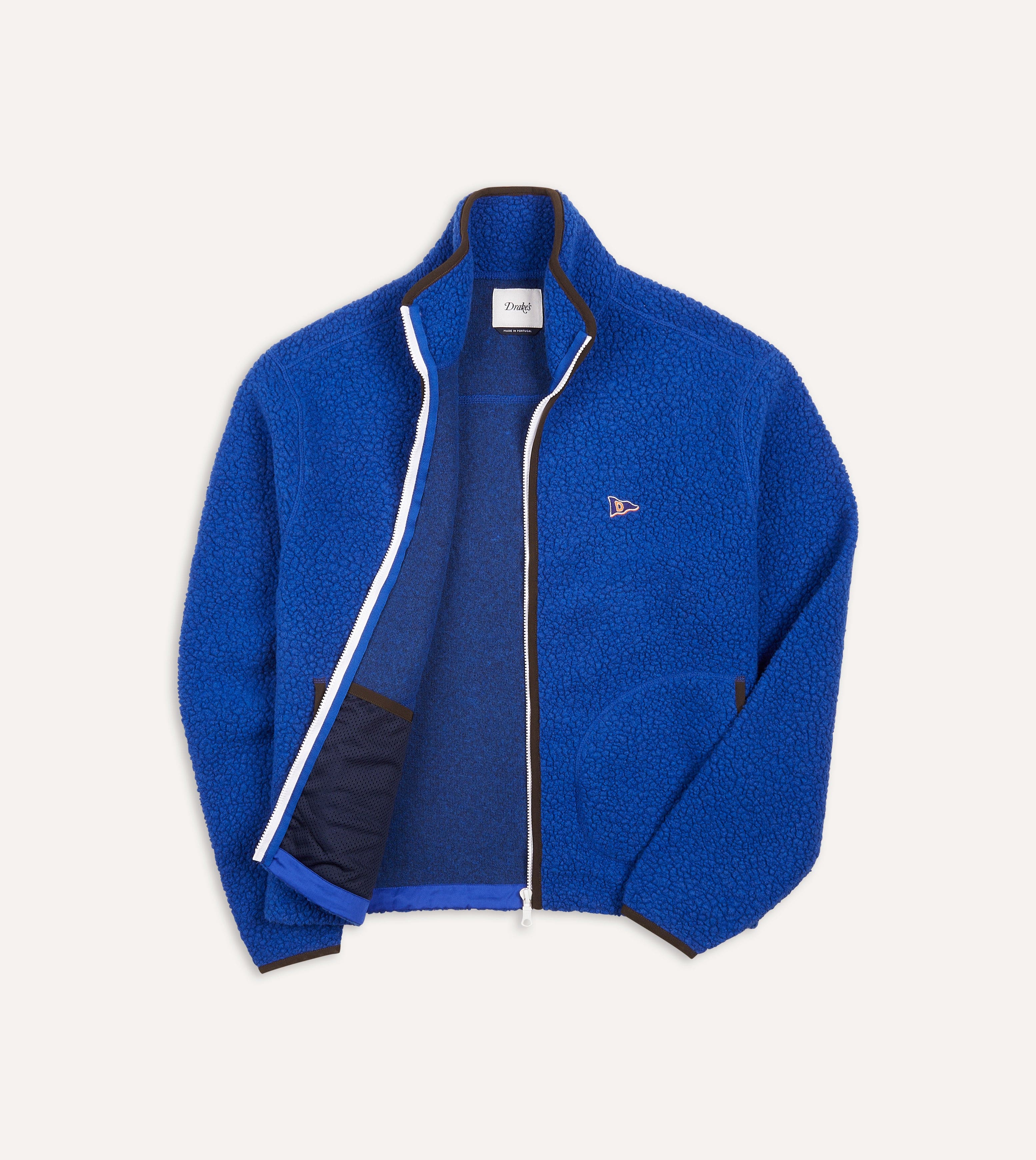 Blue Boucle Wool Zip Fleece Jacket - Image 4