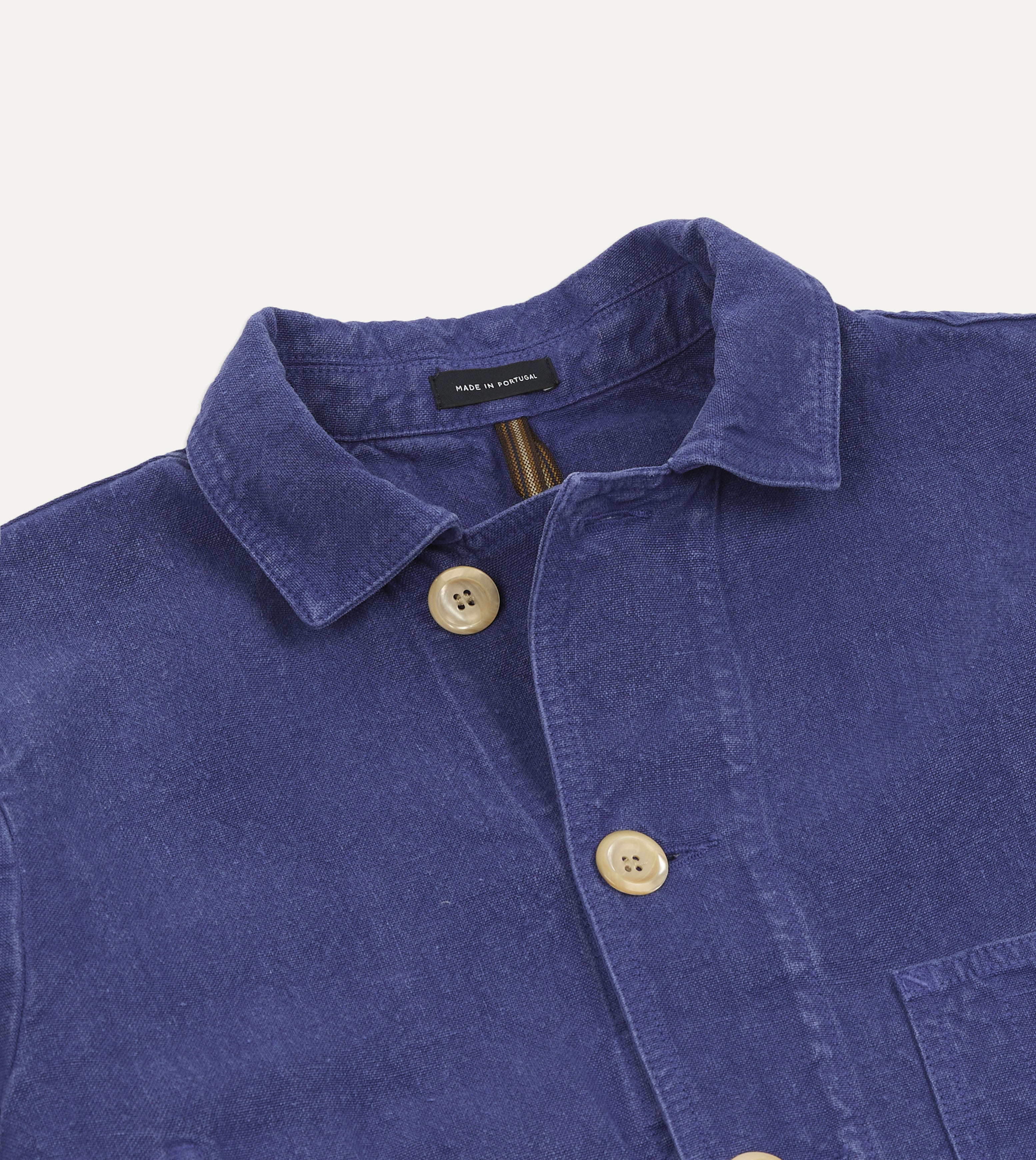 Blue Linen Five-Pocket Chore Jacket - Image 4