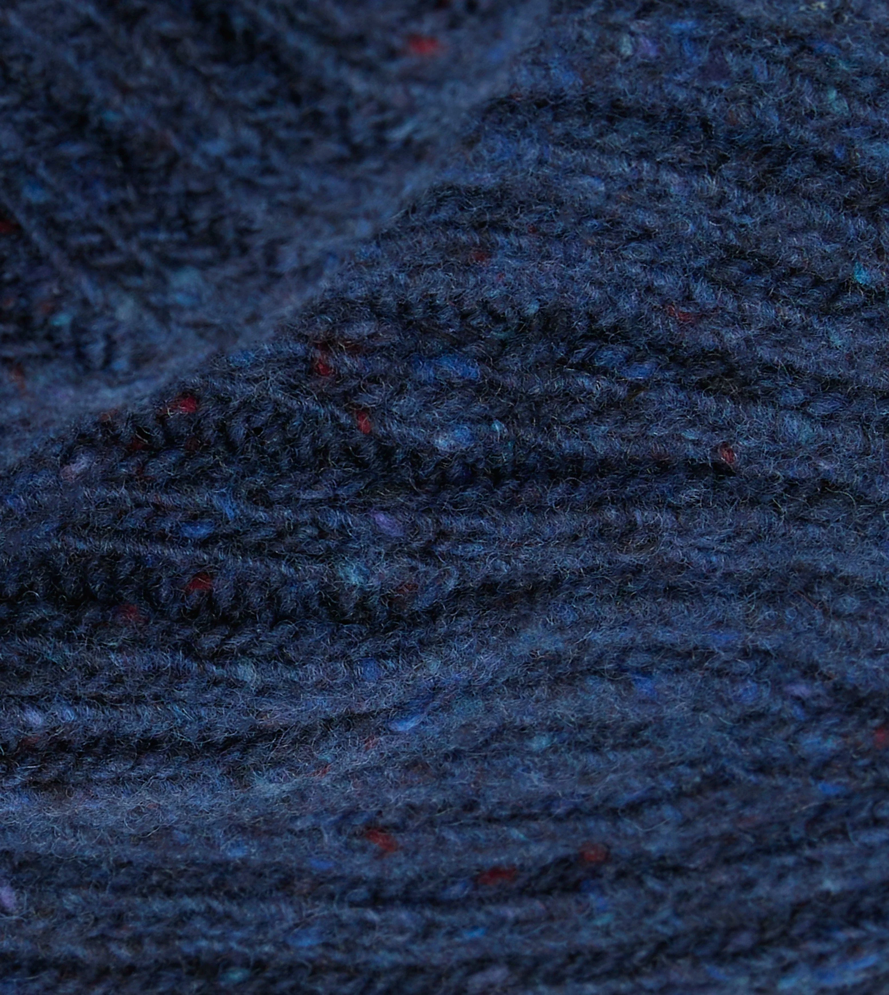 Blue Ribbed Merino Donegal Knit Cap - Image 2