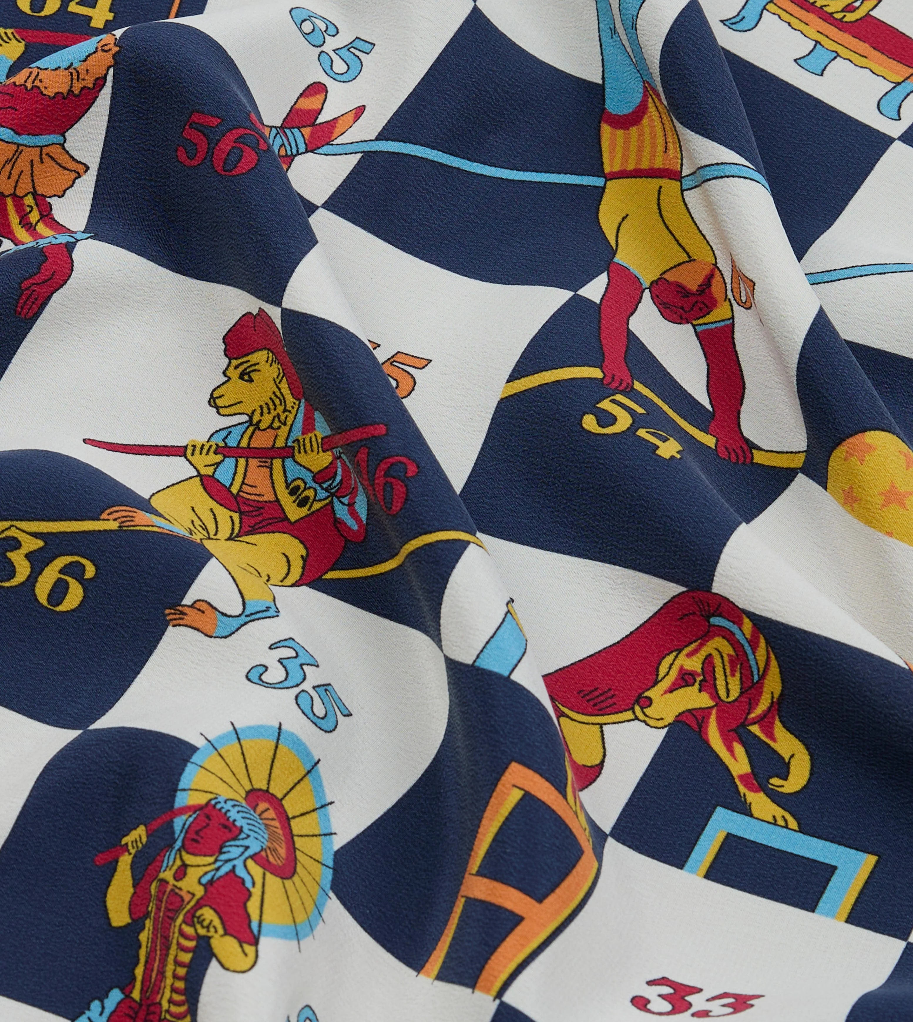 Blue Snakes and Ladders Print Silk Bandana - Image 3