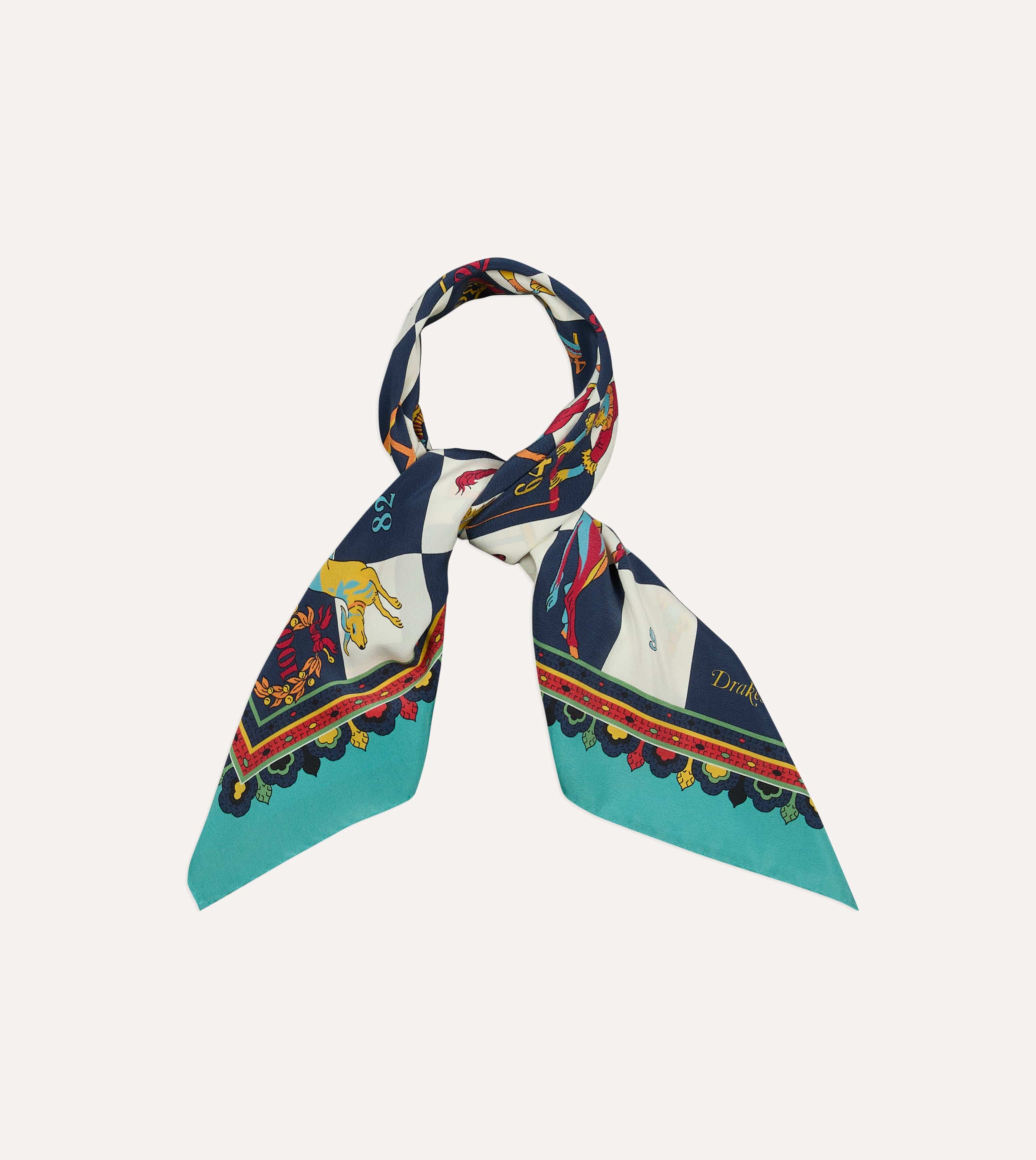 Blue Snakes and Ladders Print Silk Bandana - Image 4