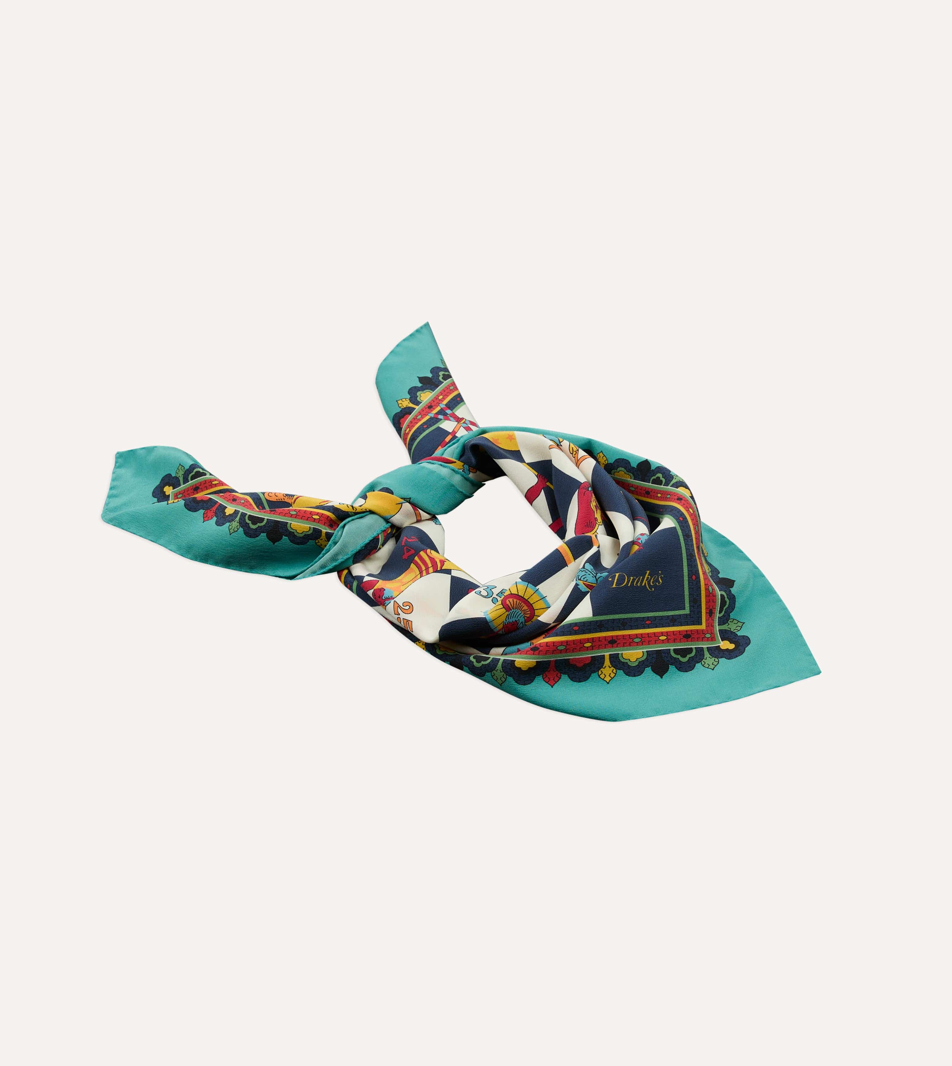 Blue Snakes and Ladders Print Silk Bandana - Image 5