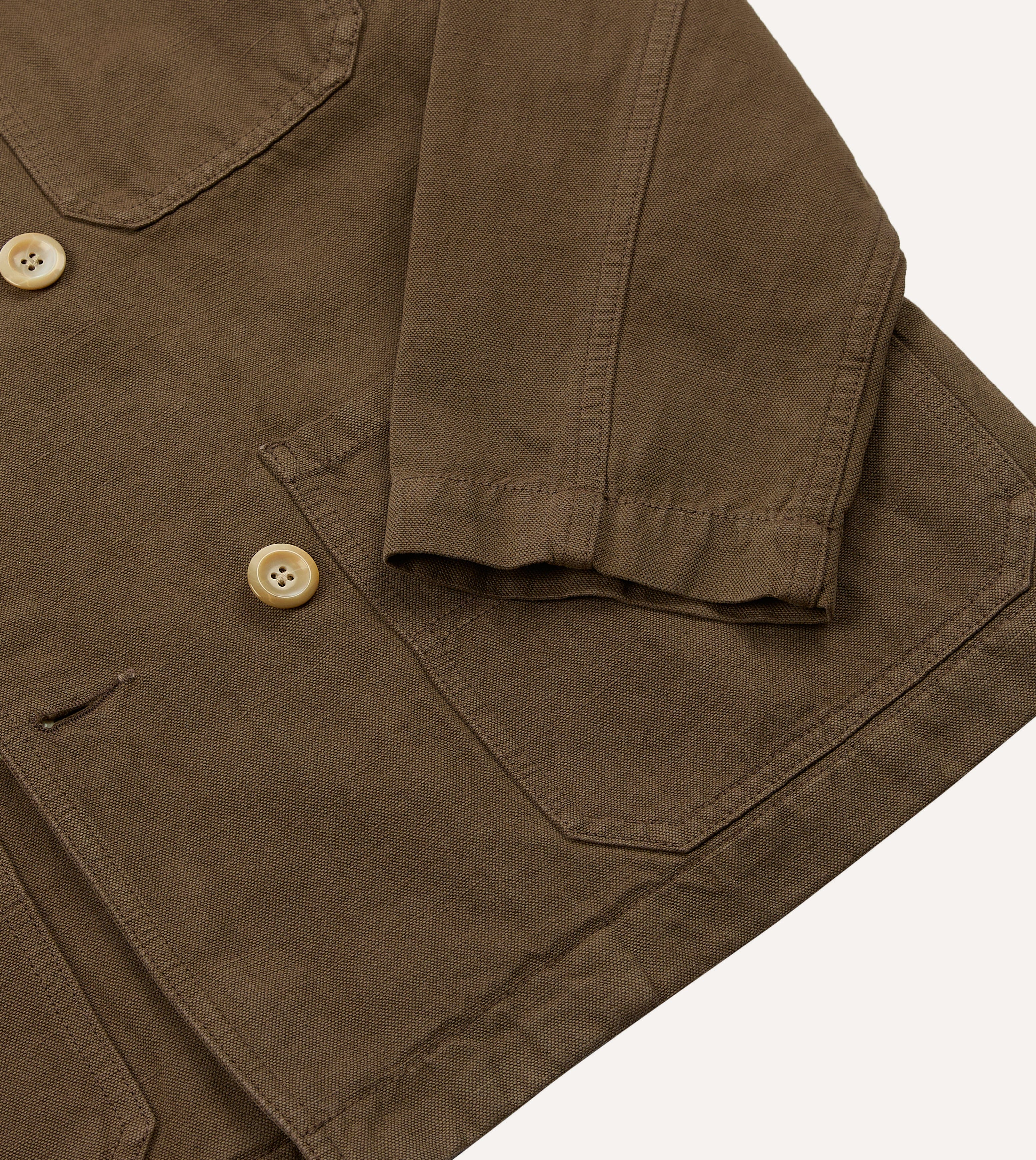 Brown Cotton-Linen Double-Breasted Chore Coat - Image 7