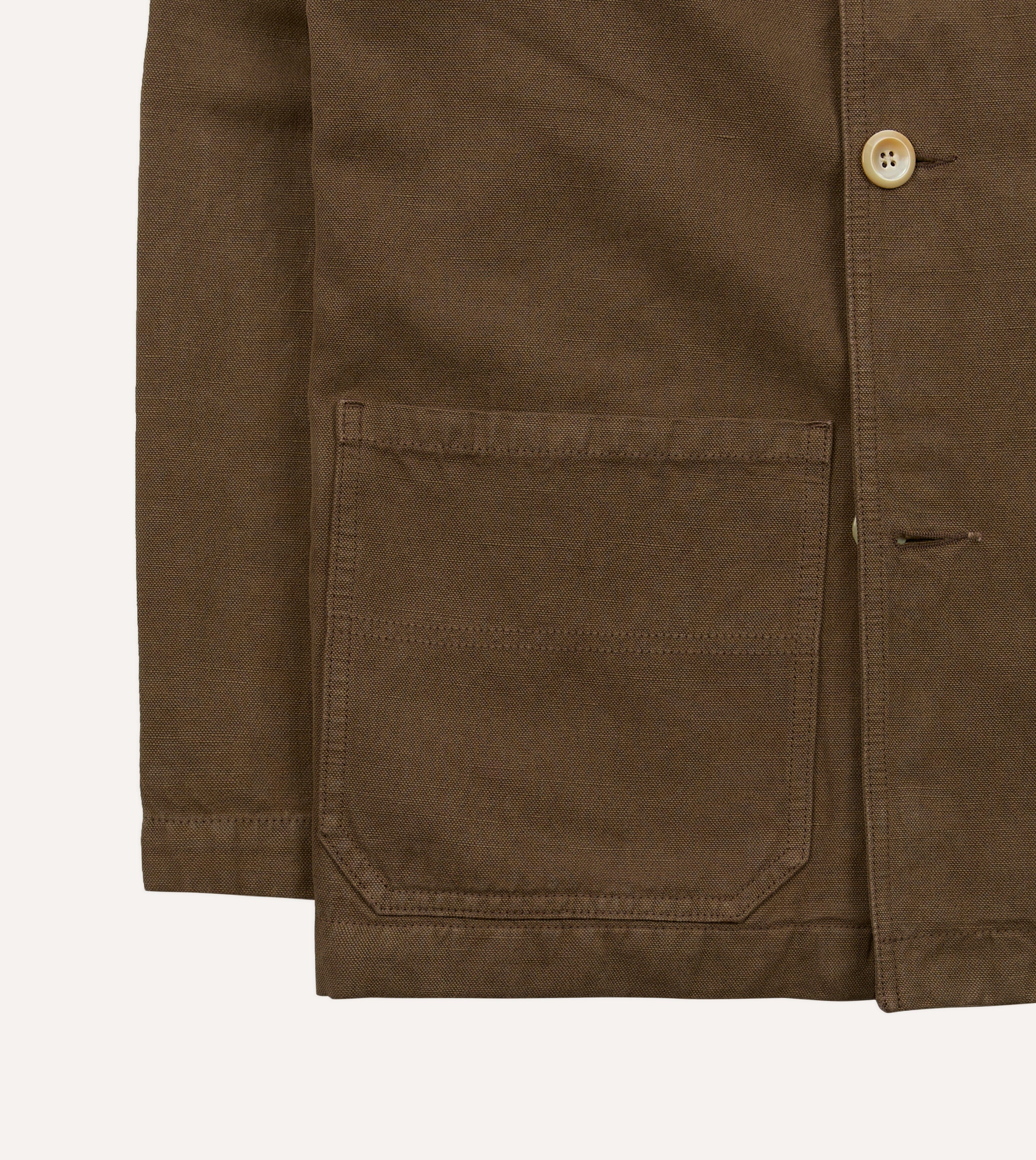 Brown Cotton-Linen Double-Breasted Chore Coat - Image 8