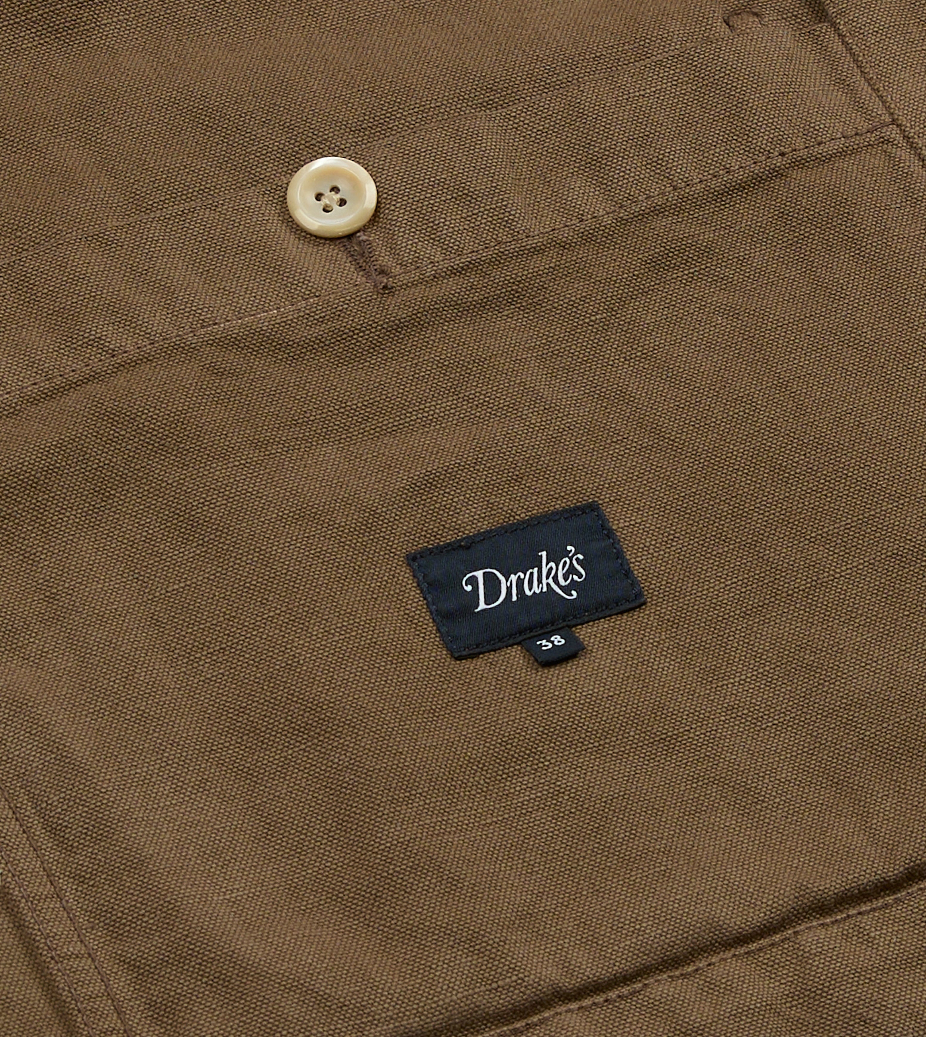 Brown Cotton-Linen Double-Breasted Chore Coat - Image 9