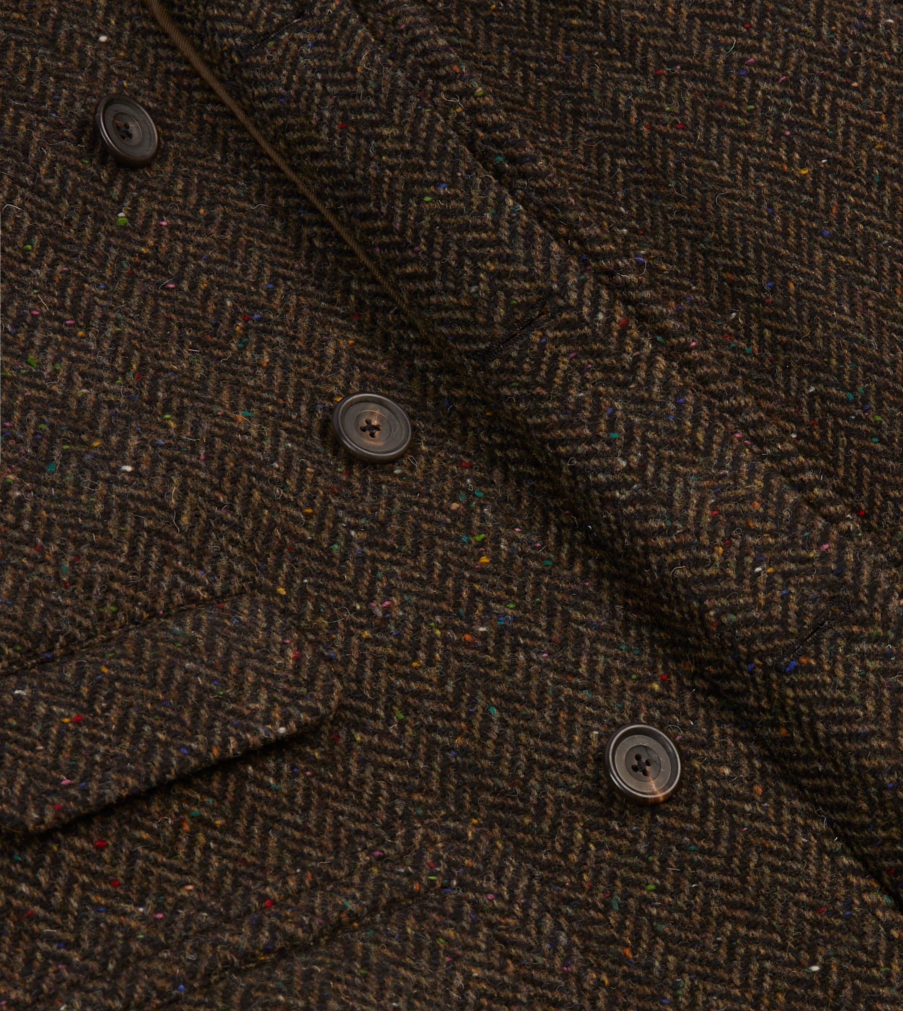 Brown Herringbone Wool Raglan Coat - Image 6