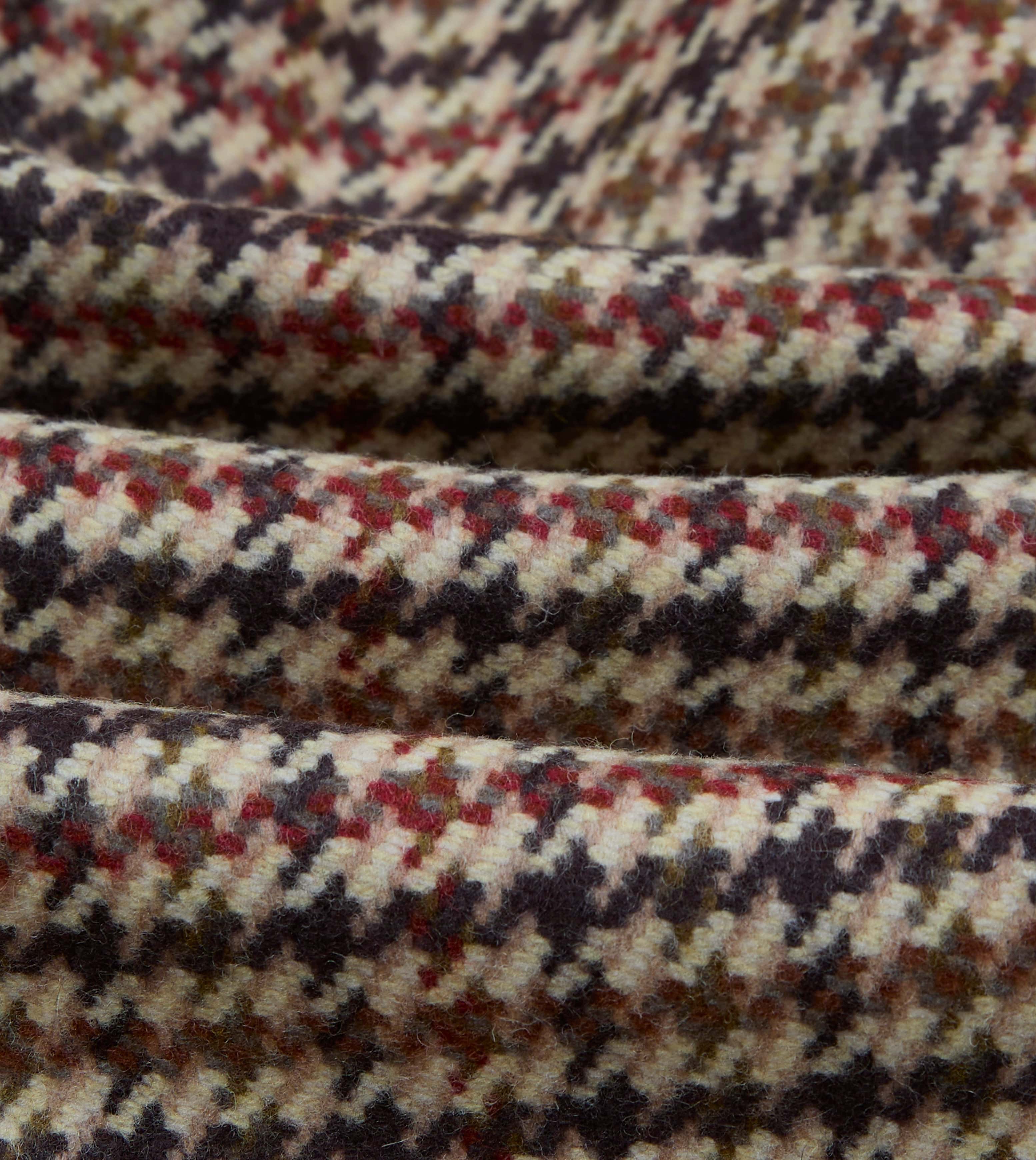 Brown Houndstooth Check Wool Raglan Coat - Image 2