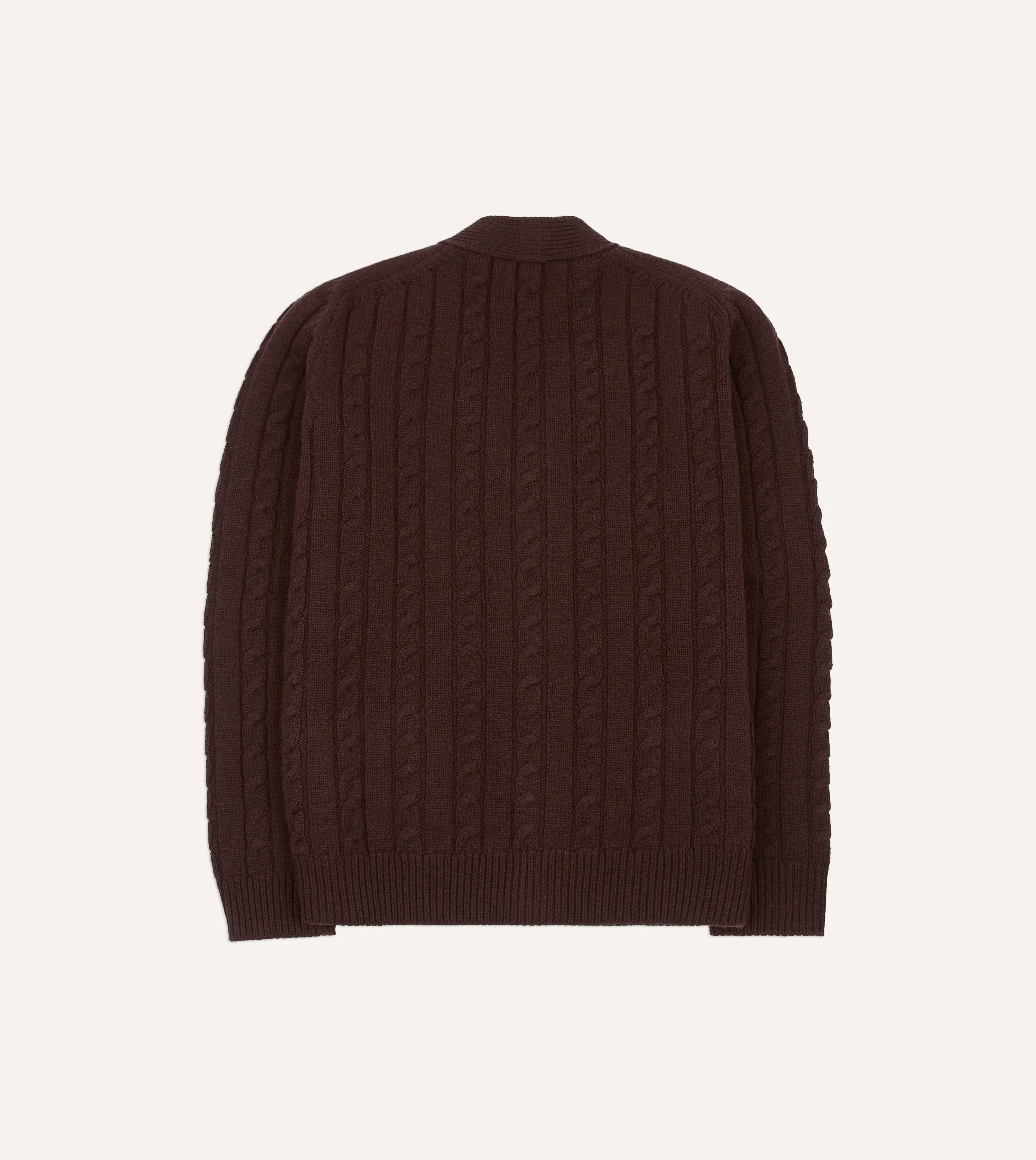 Brown Lambswool 6 Button Cable Knit Cardigan - Image 6