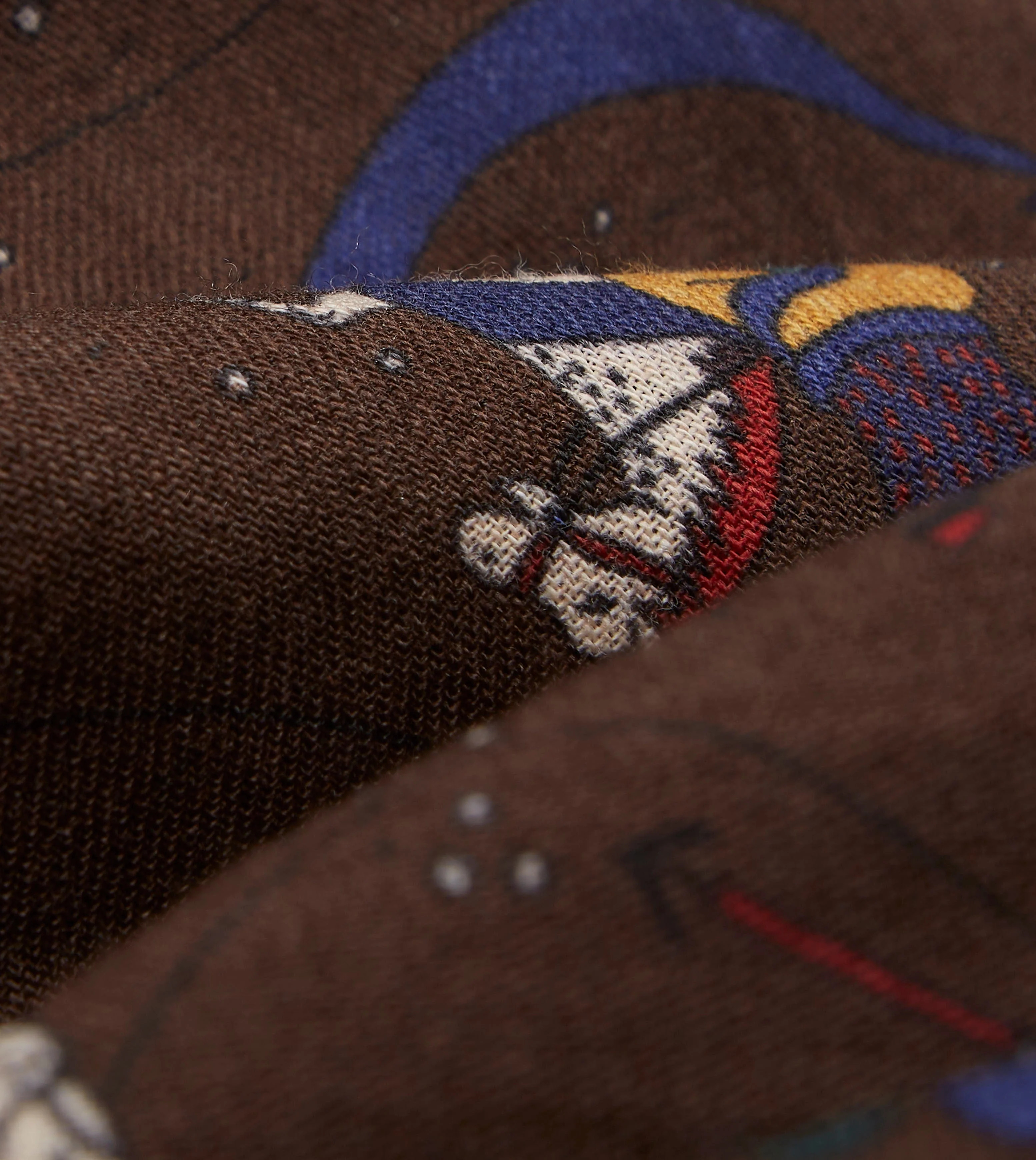 Brown Mughal and Stars Print Wool Scarf - Image 2