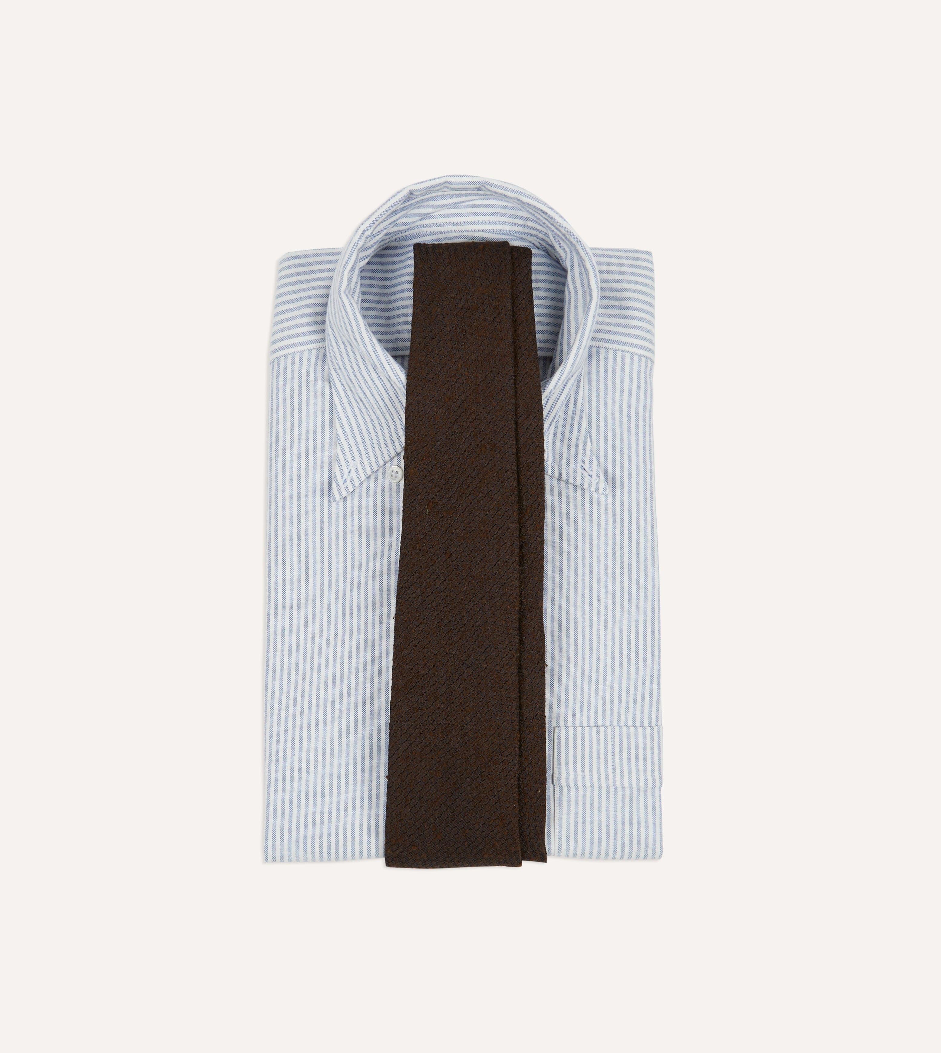 Brown Shantung Silk Hand-Rolled Tie - Image 2