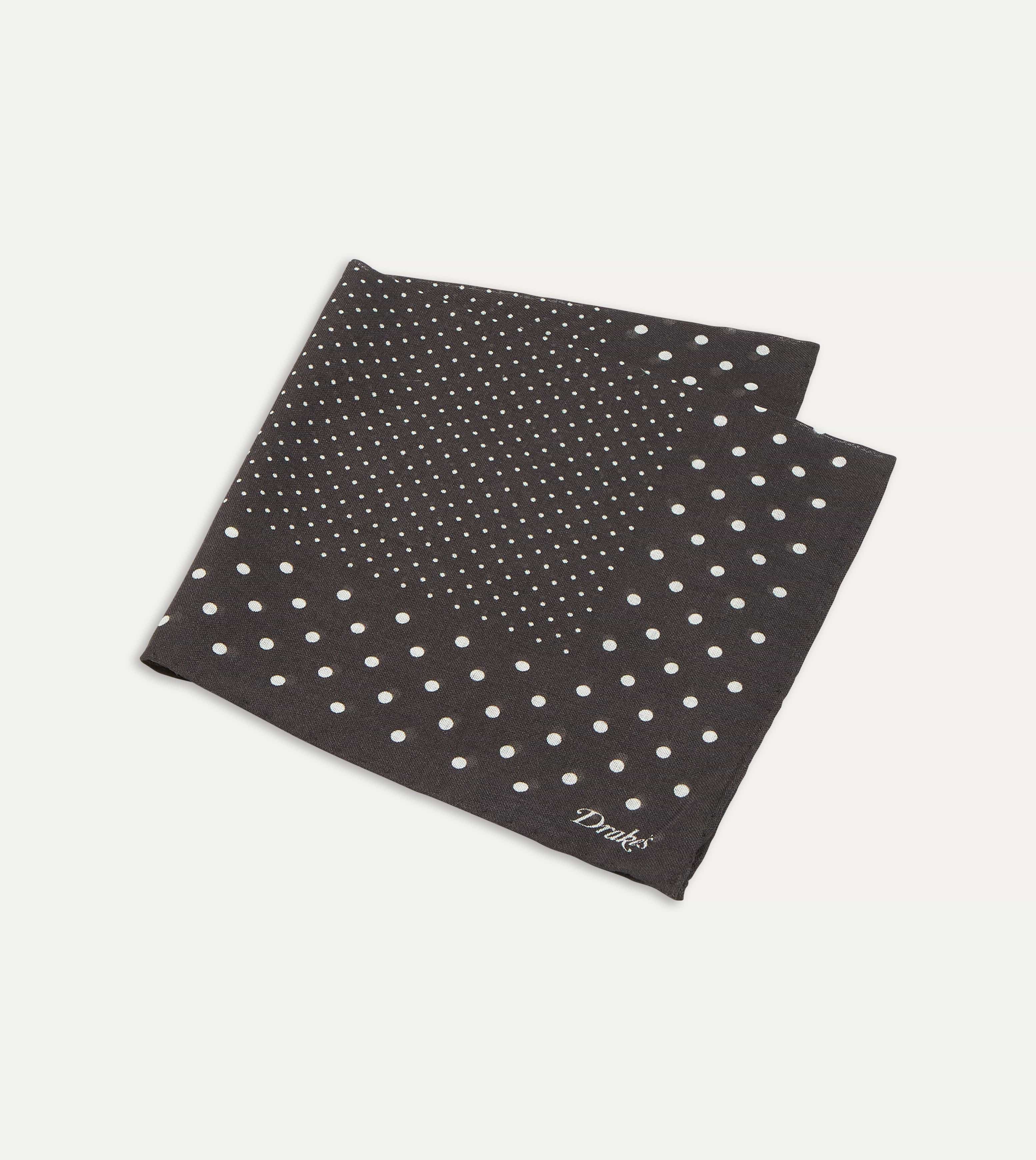 Brown Spots Print Wool-Silk Pocket Square - Image 3