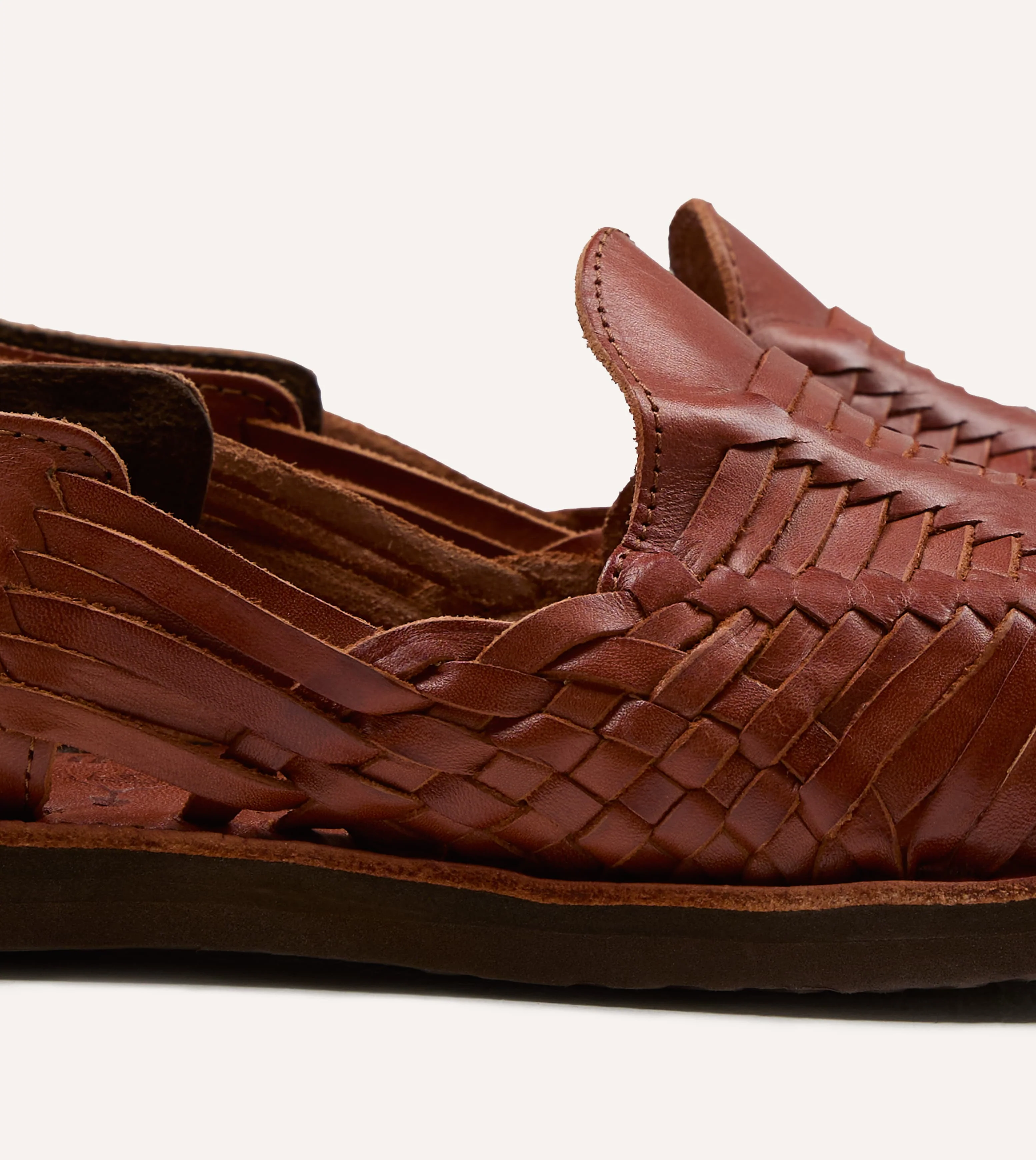 Chamula Red Brown Leather Cancun Woven Sandal - Image 3