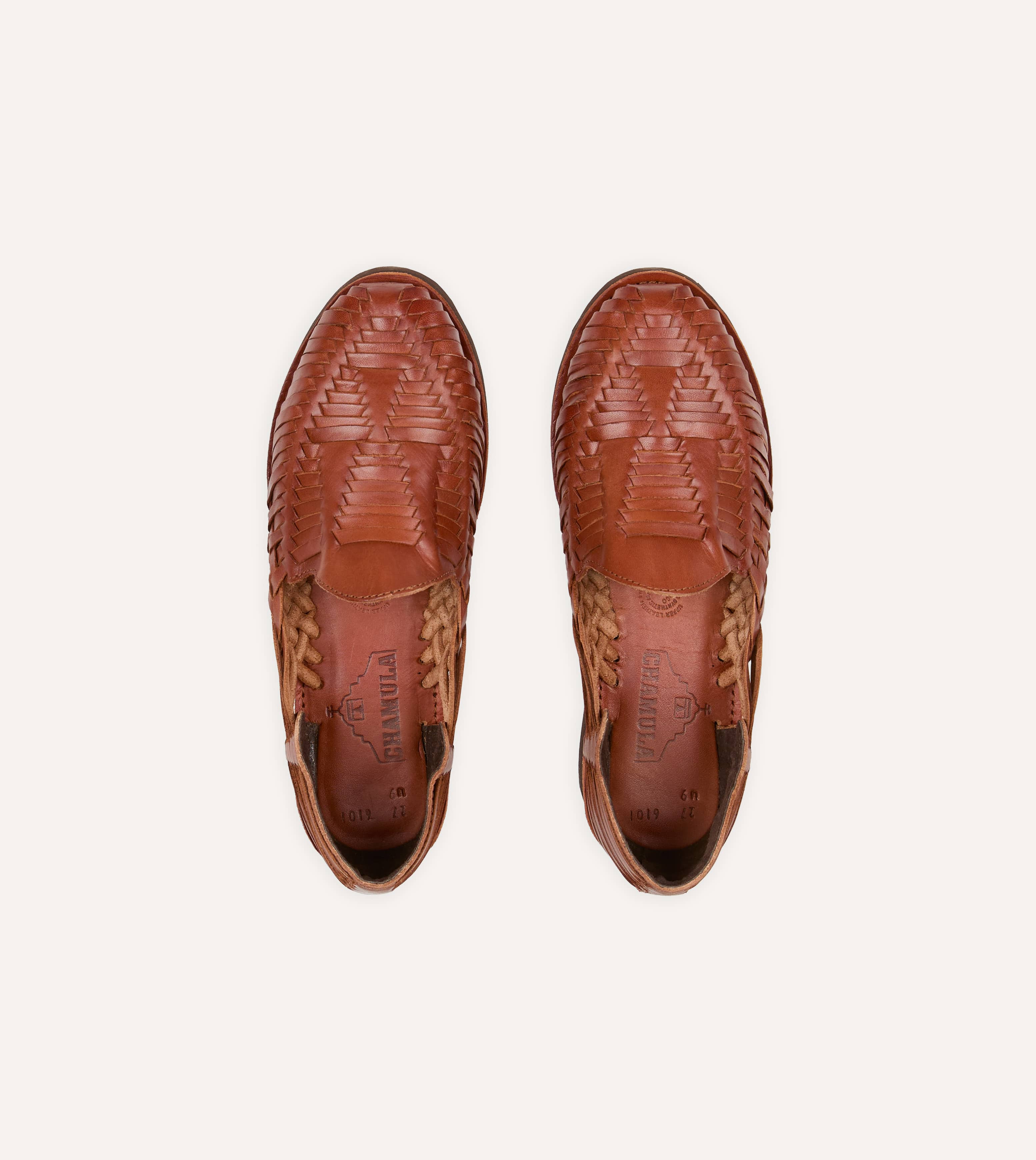 Chamula Red Brown Leather Cancun Woven Sandal - Image 4