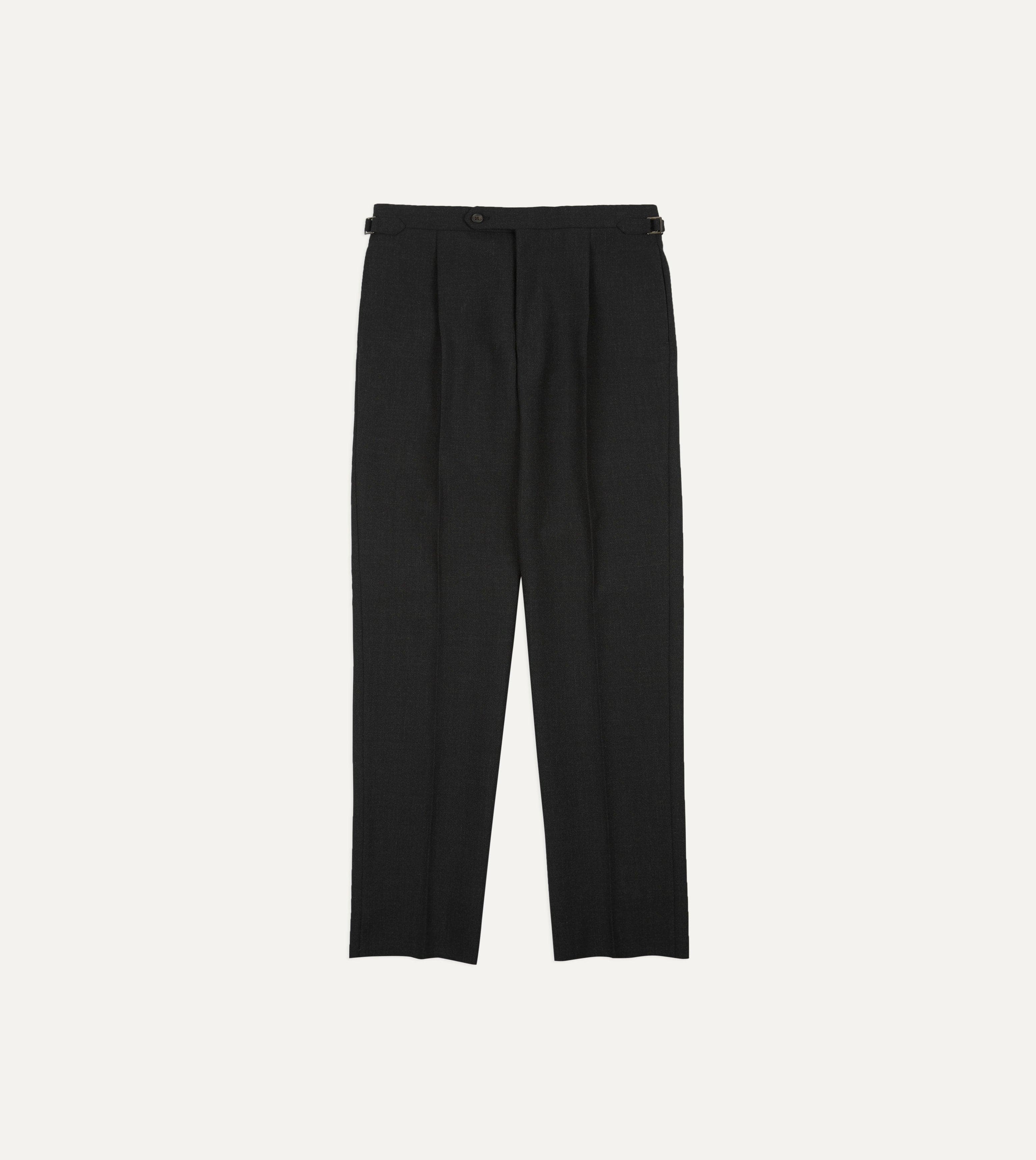 Charcoal Fresco® Wool Single Pleat Trouser - Image 3