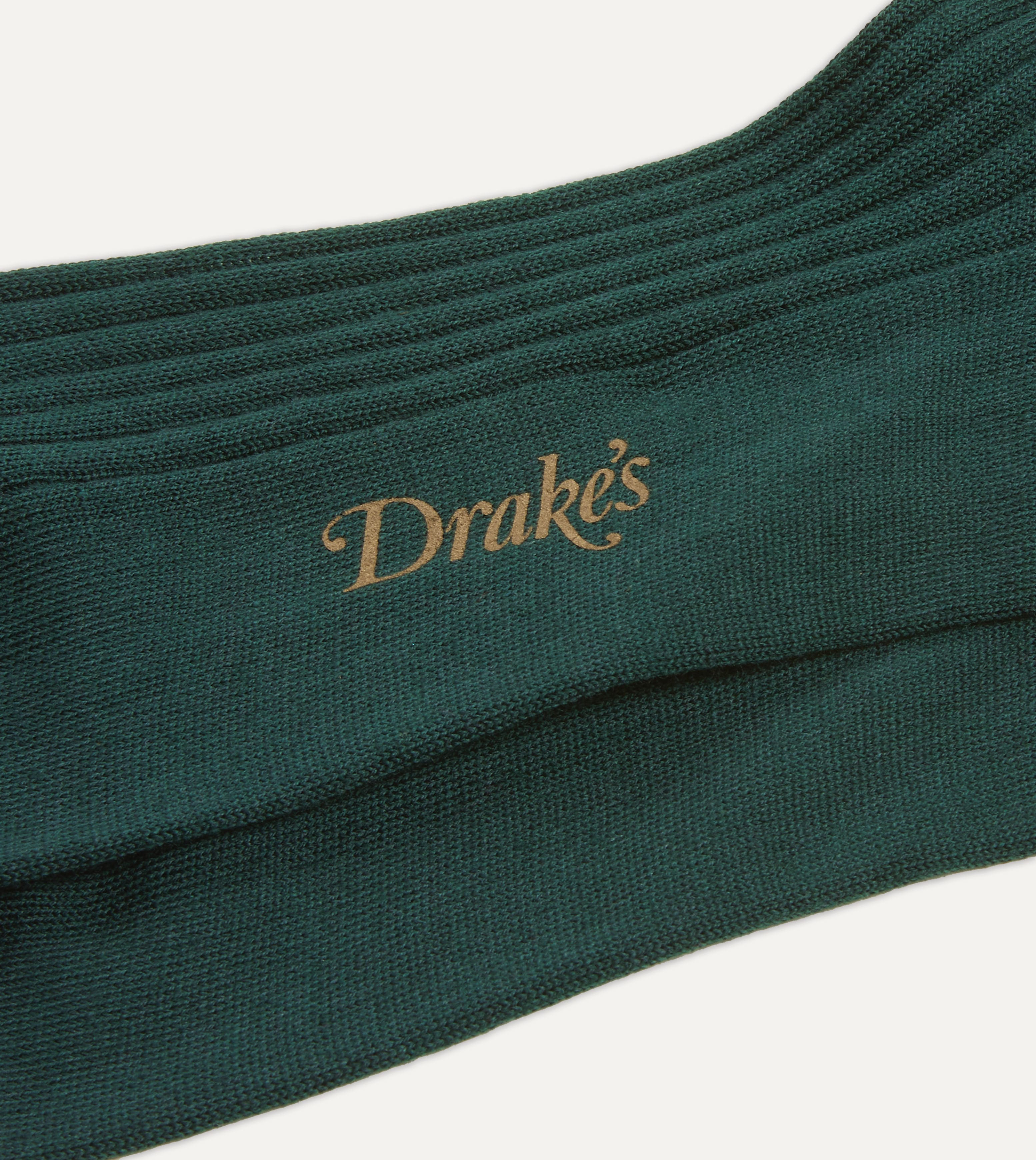 Dark Green Wool Over-the-Calf Socks - Image 2