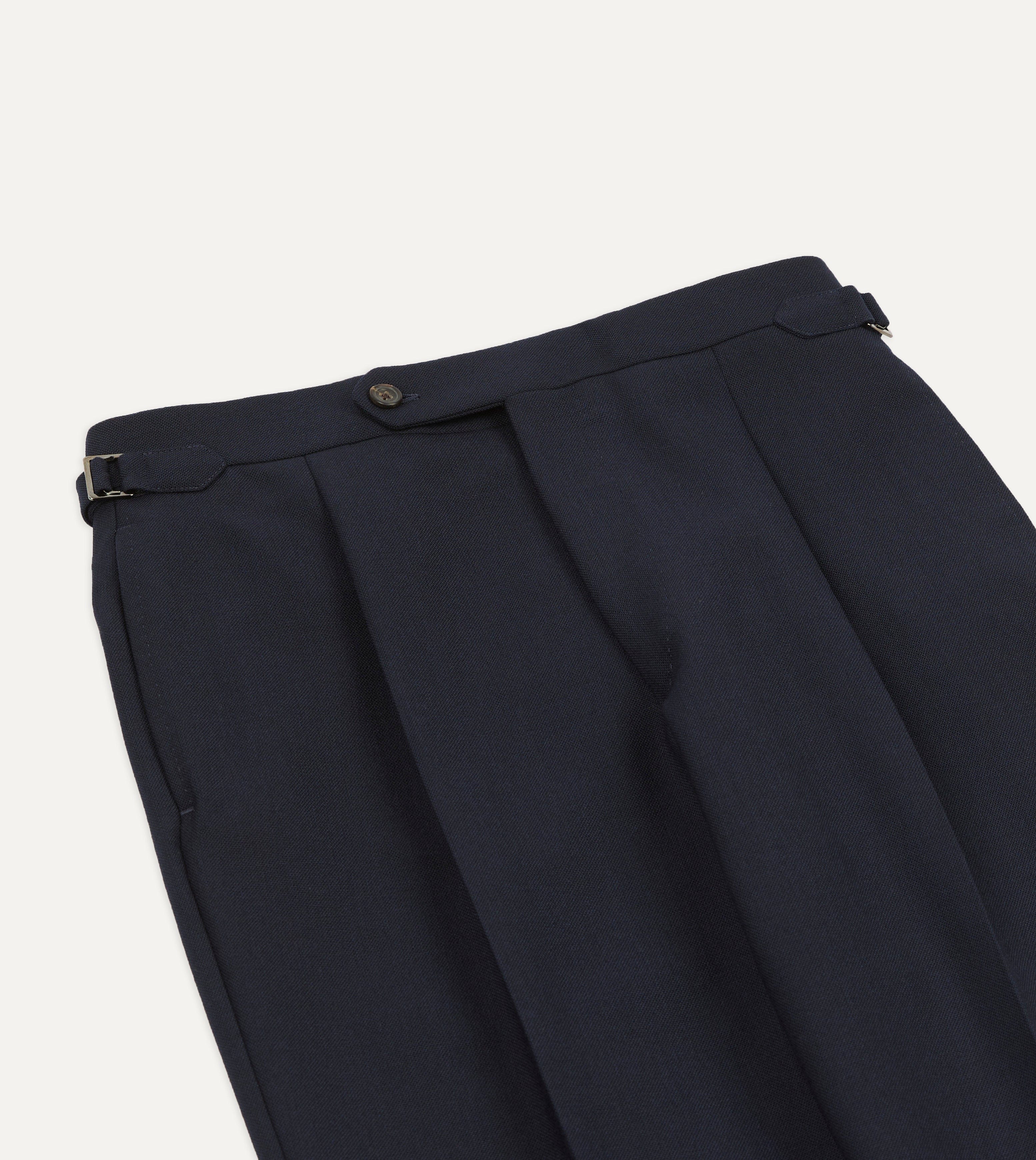 Dark Navy Fresco® Wool Single Pleat Trouser - Image 4