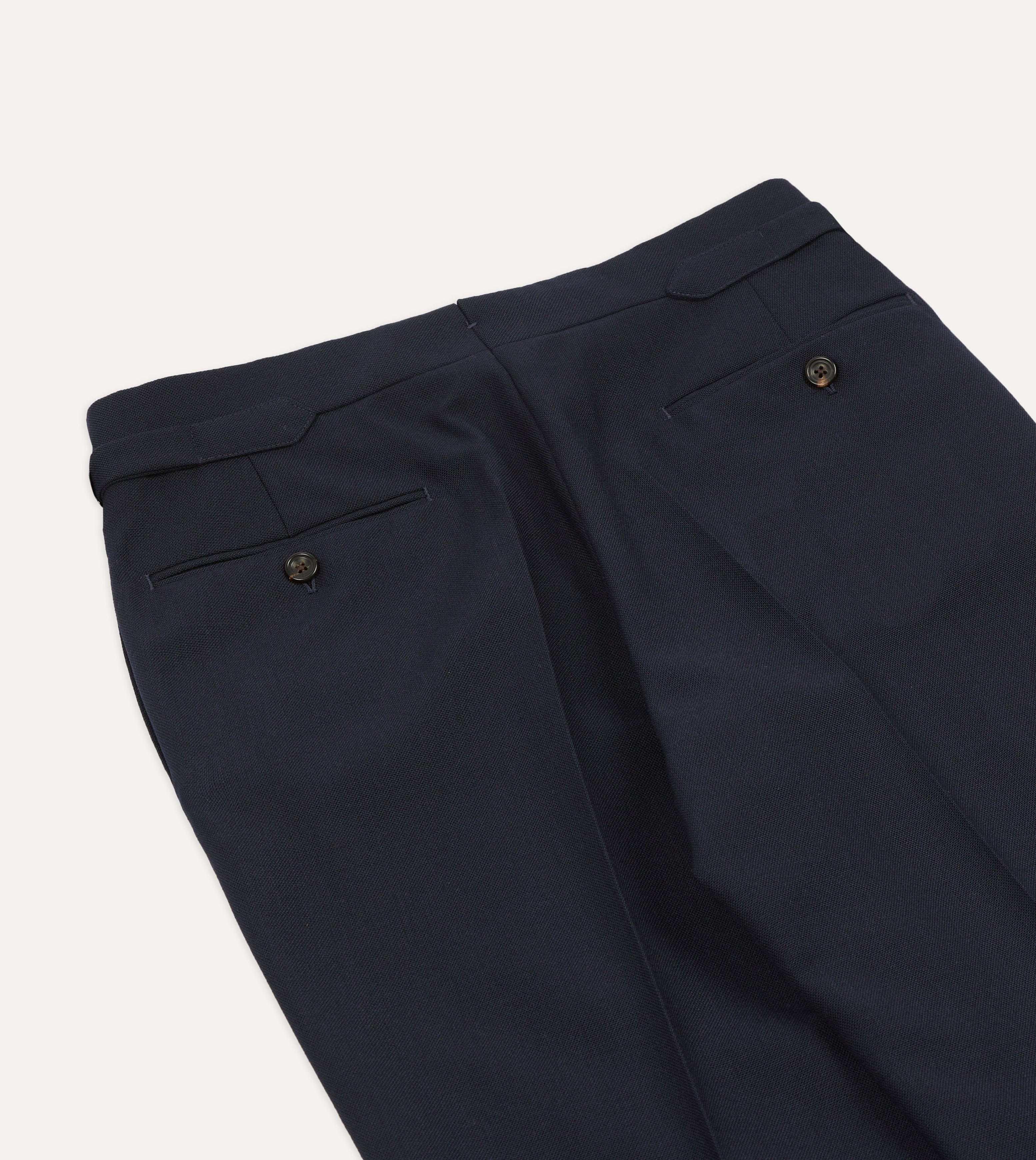 Dark Navy Fresco® Wool Single Pleat Trouser - Image 5