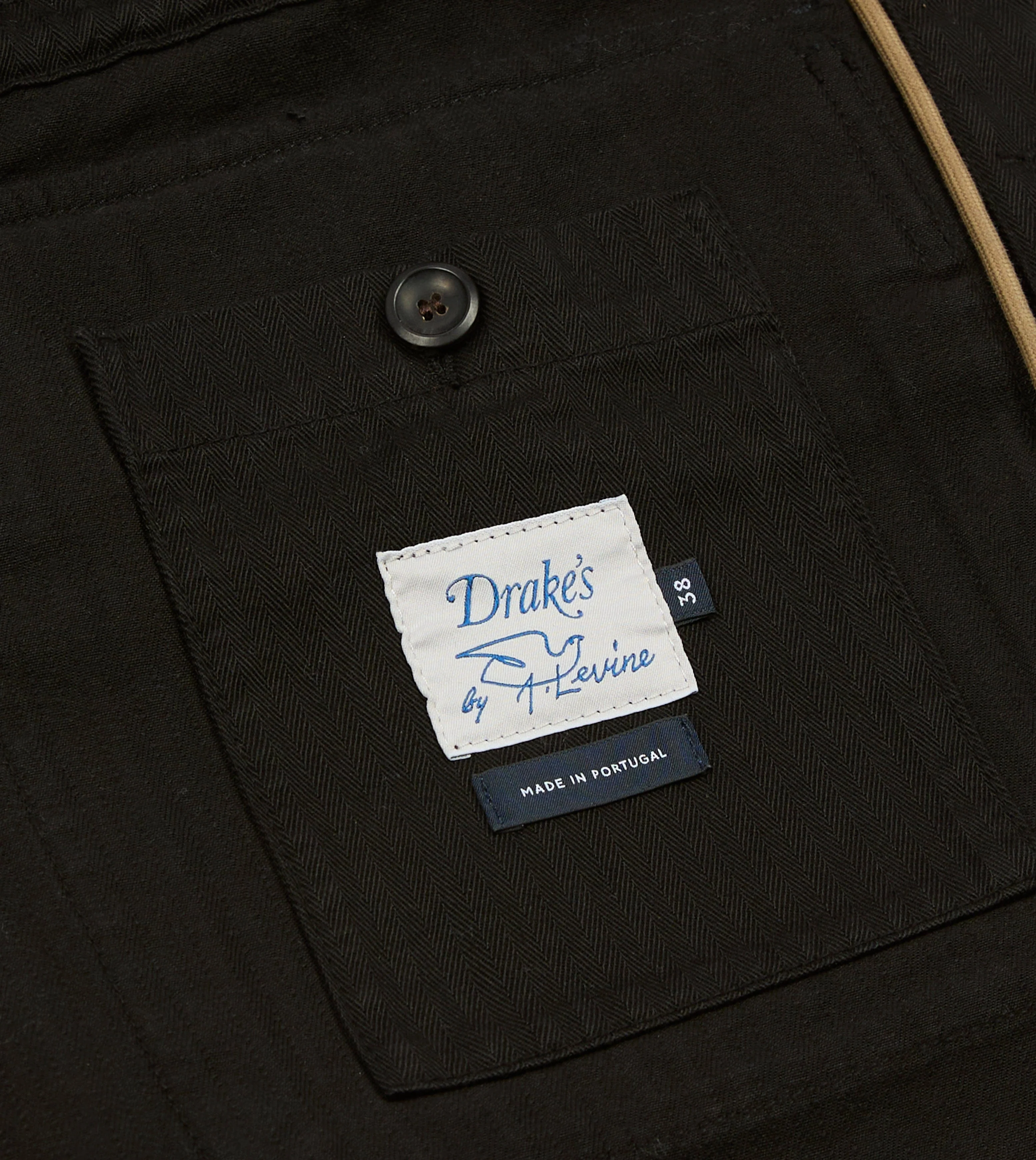 Drake's by A. Levine Black Herringbone Cotton Jungle Jacket - Image 7