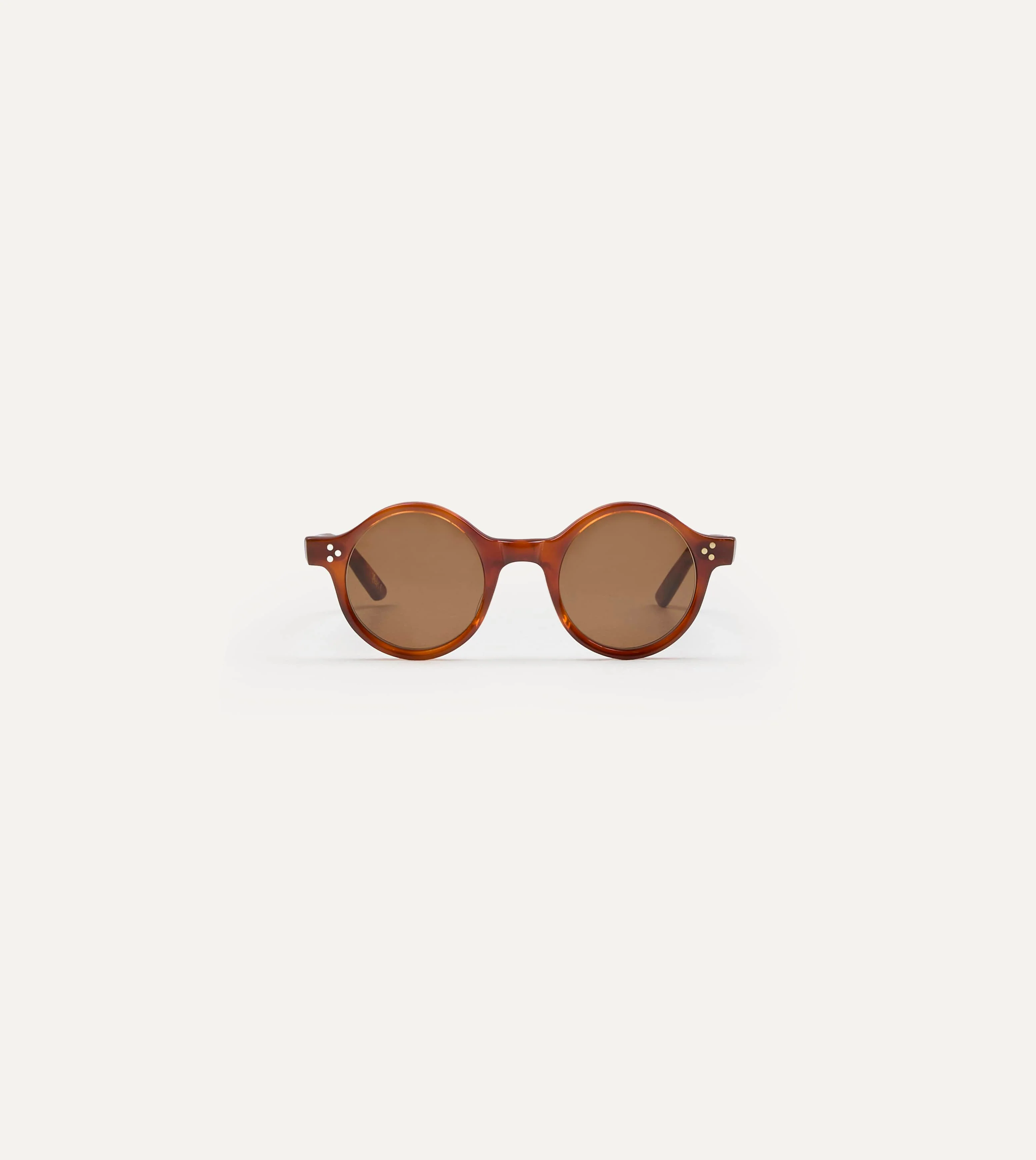 Drake's by Ransome Light Tortoiseshell Round Frame Sunglasses - Image 3
