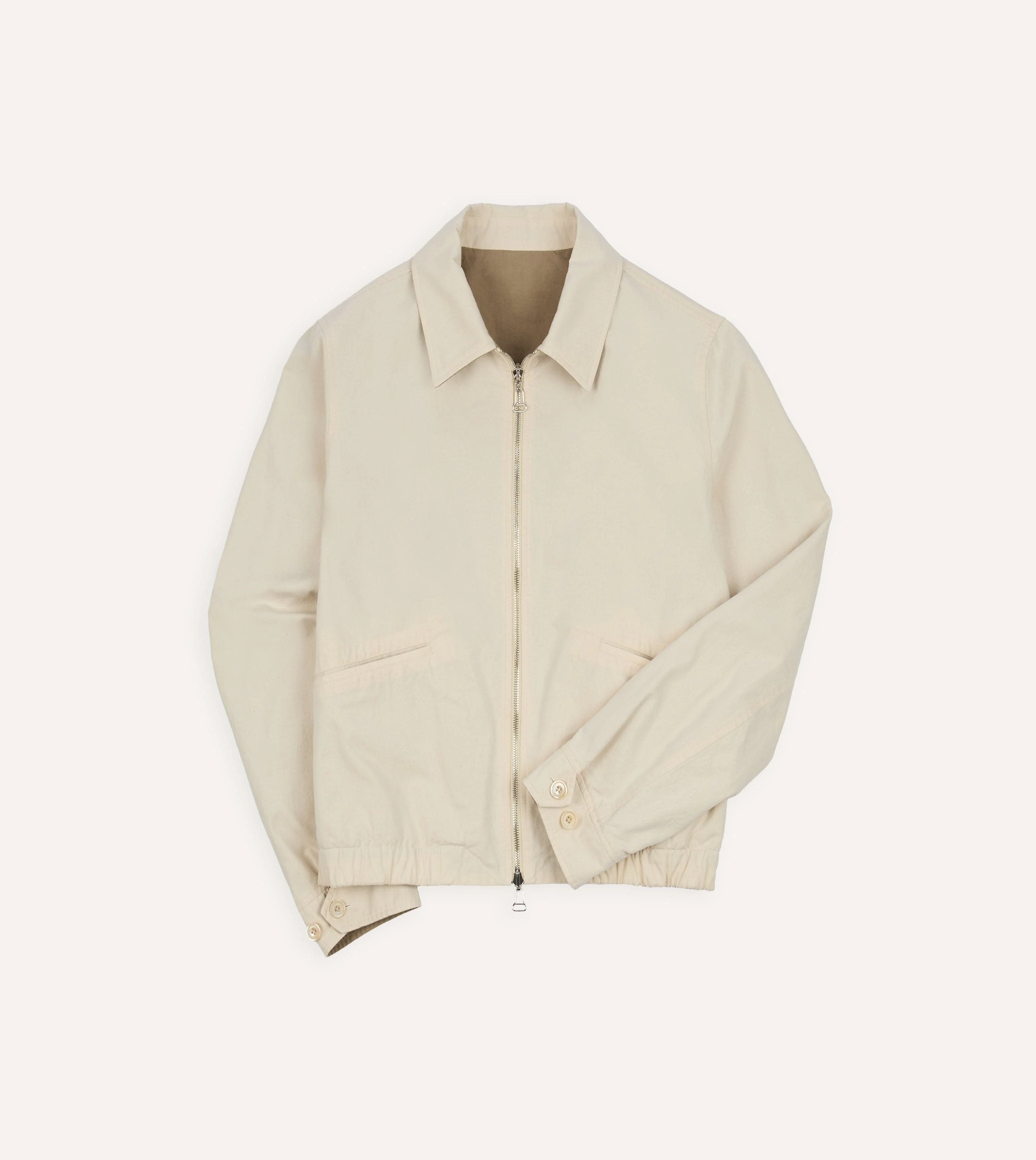 Ecru and Tan Reversible Cotton Blouson Jacket - Image 2