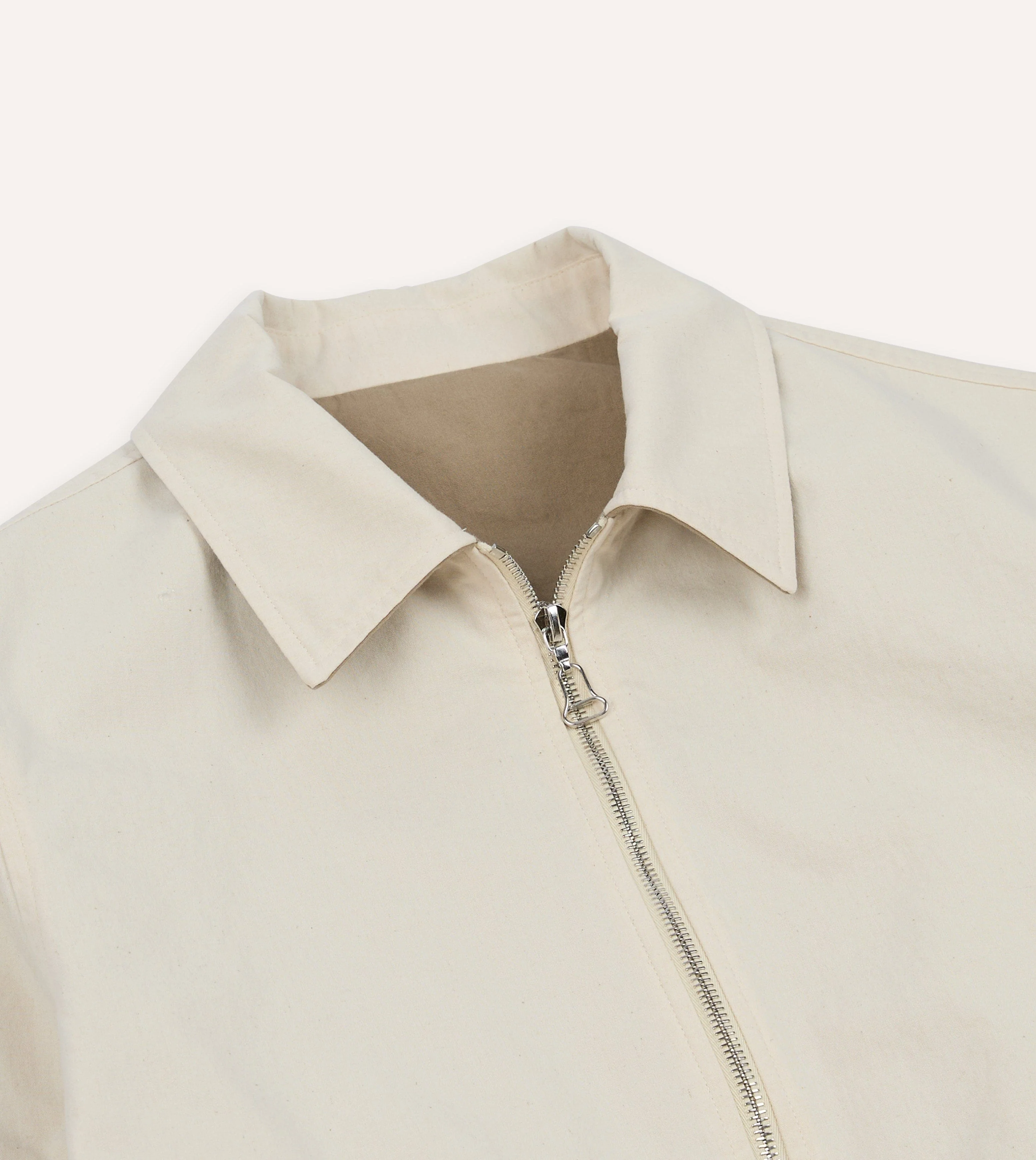 Ecru and Tan Reversible Cotton Blouson Jacket - Image 5