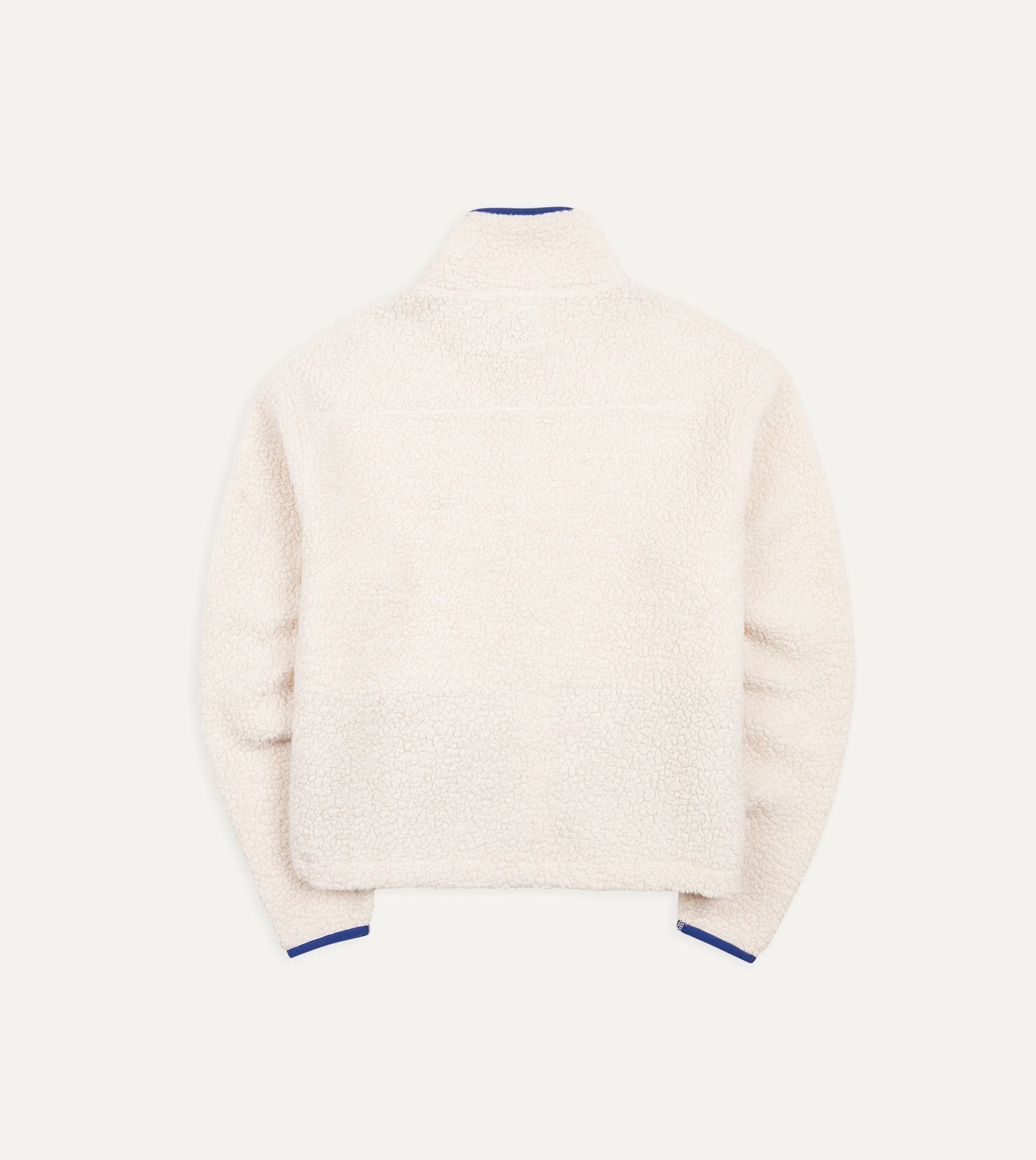 Ecru Boucle Wool Zip Fleece Jacket - Image 7