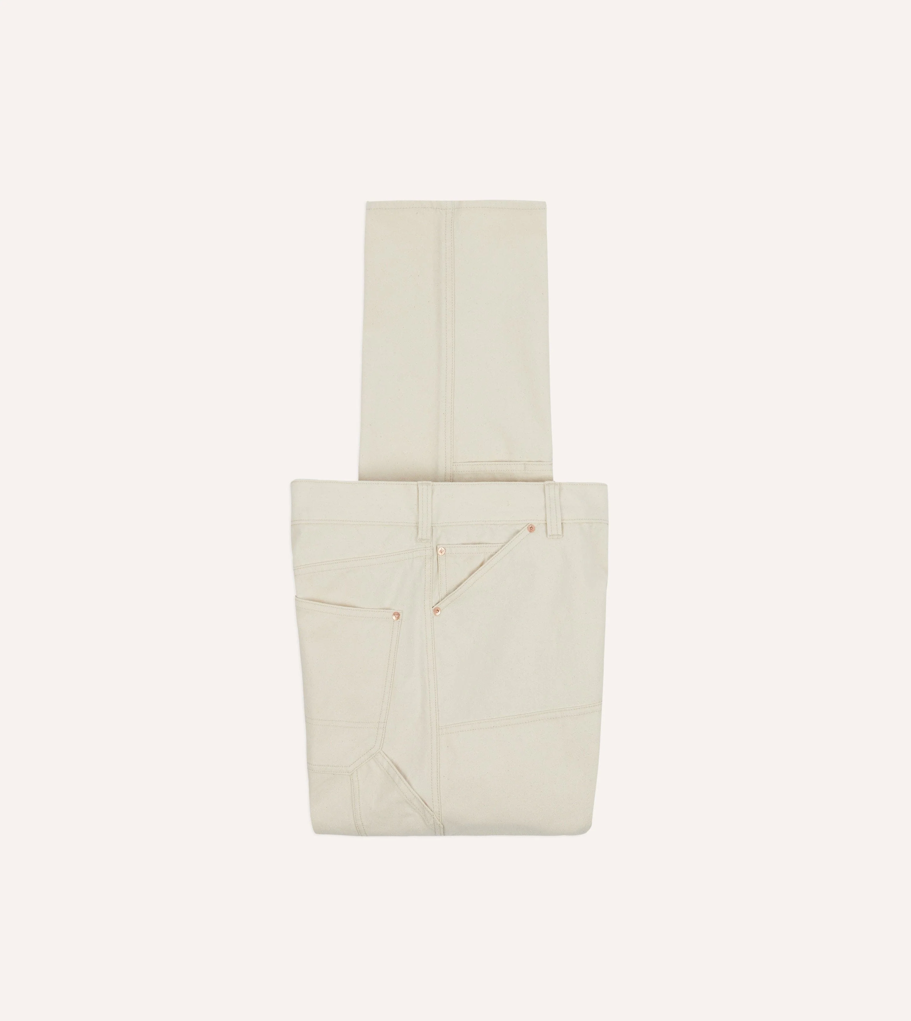 Ecru Cotton Canvas Carpenter Jeans