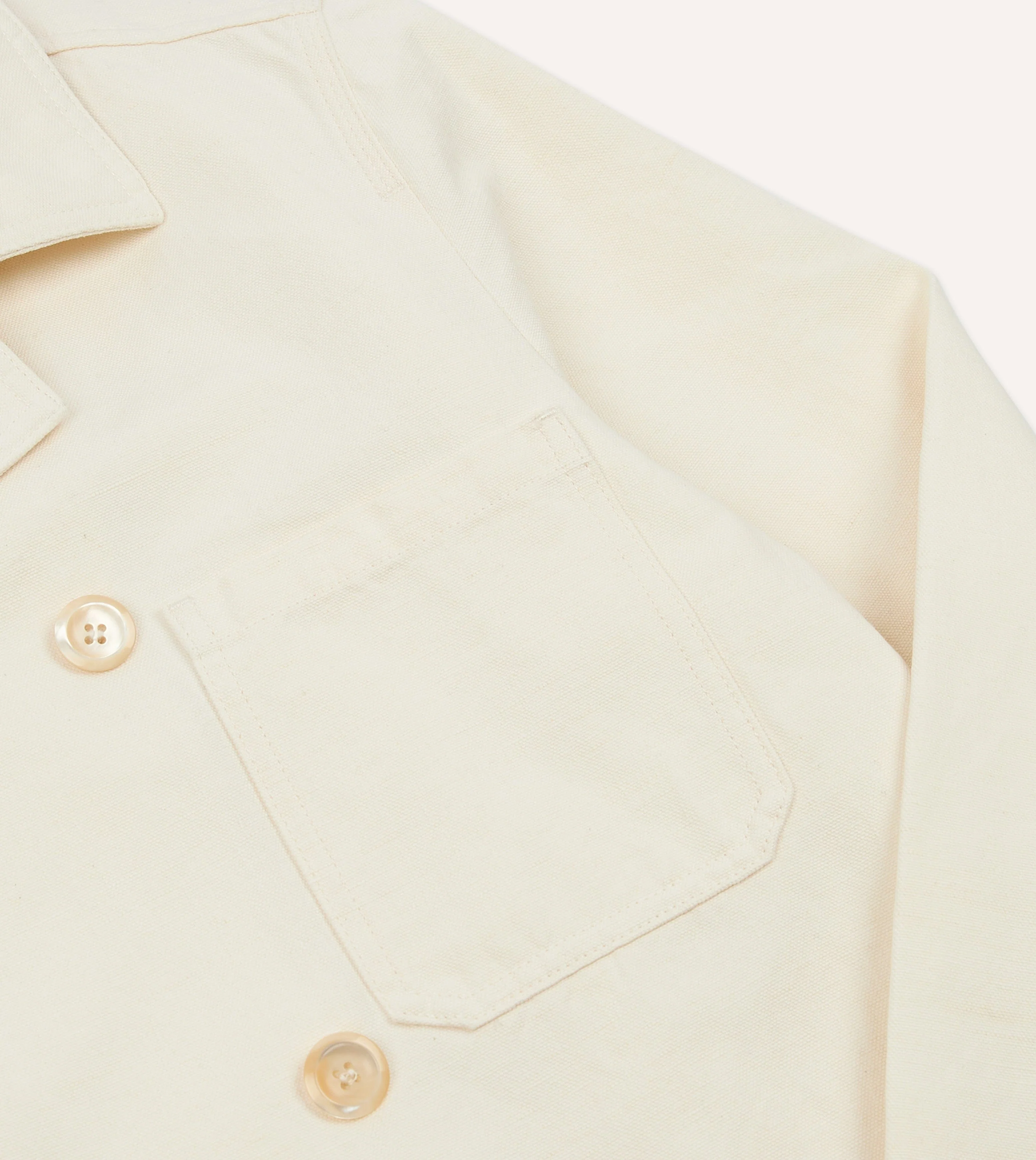 Ecru Cotton-Linen Double-Breasted Chore Coat - Image 5