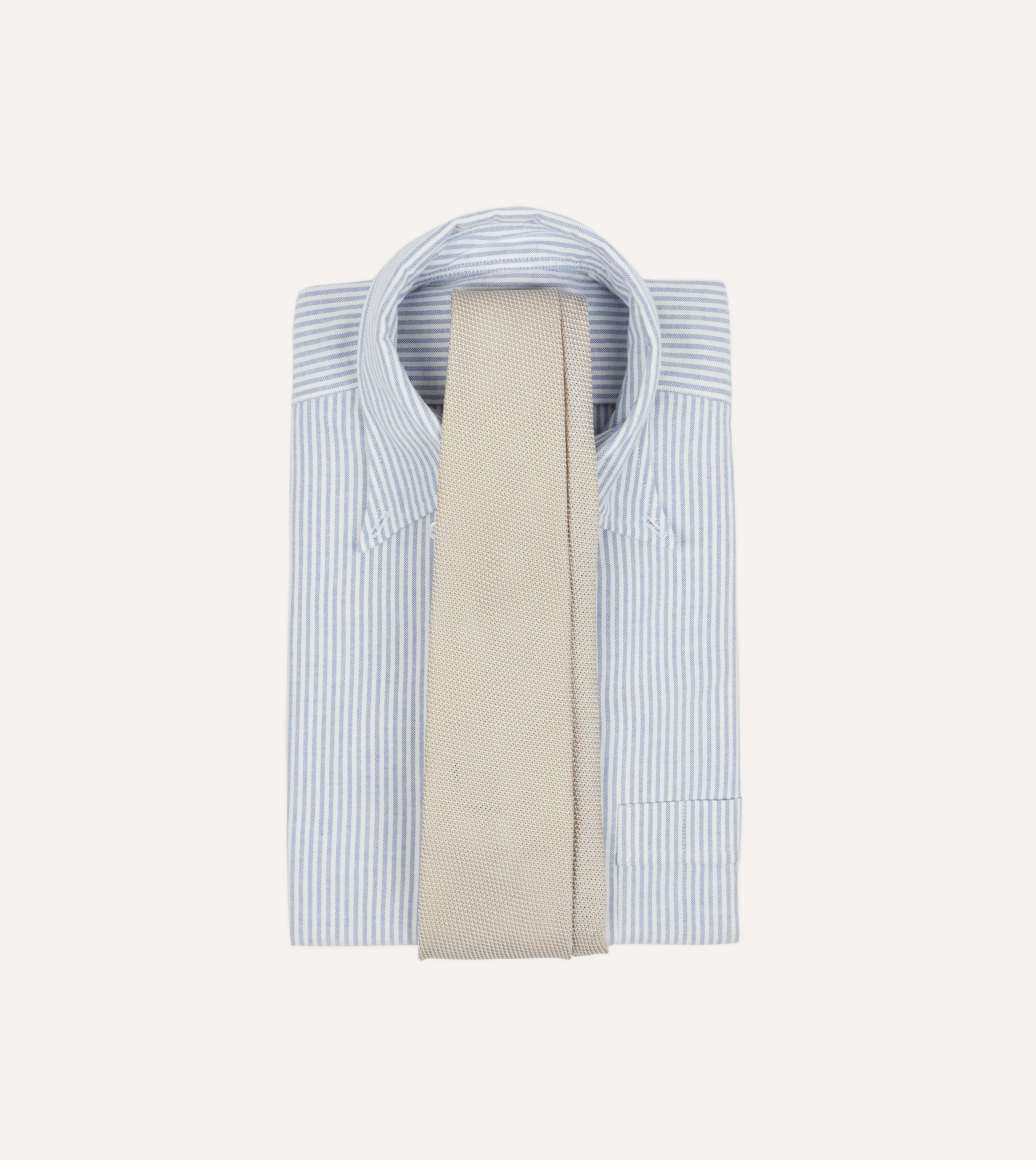 Ecru Fine Woven Grenadine Silk Hand Rolled Tie - Image 2