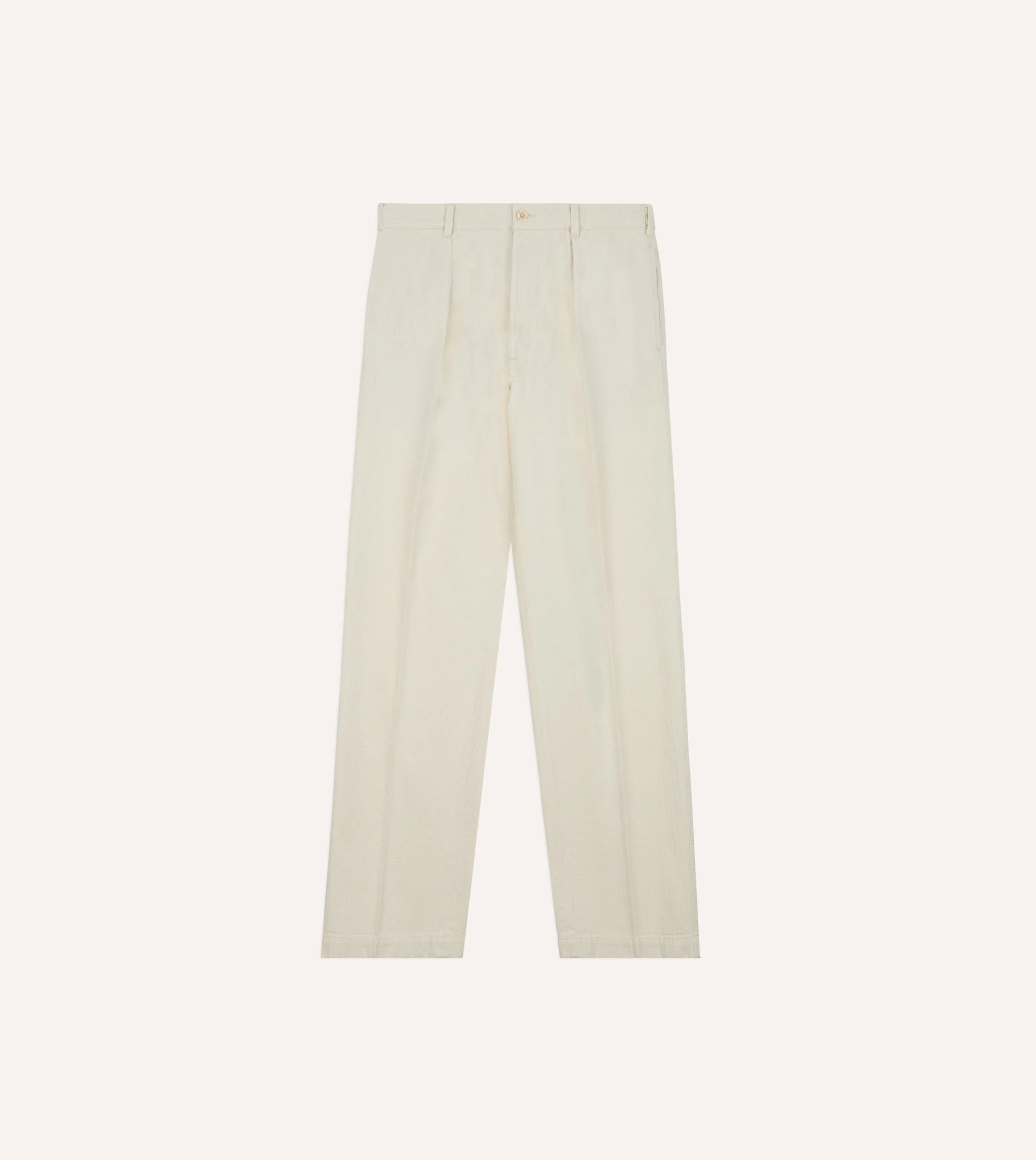 Ecru Herringbone Twill Cotton Games Trouser - Image 4