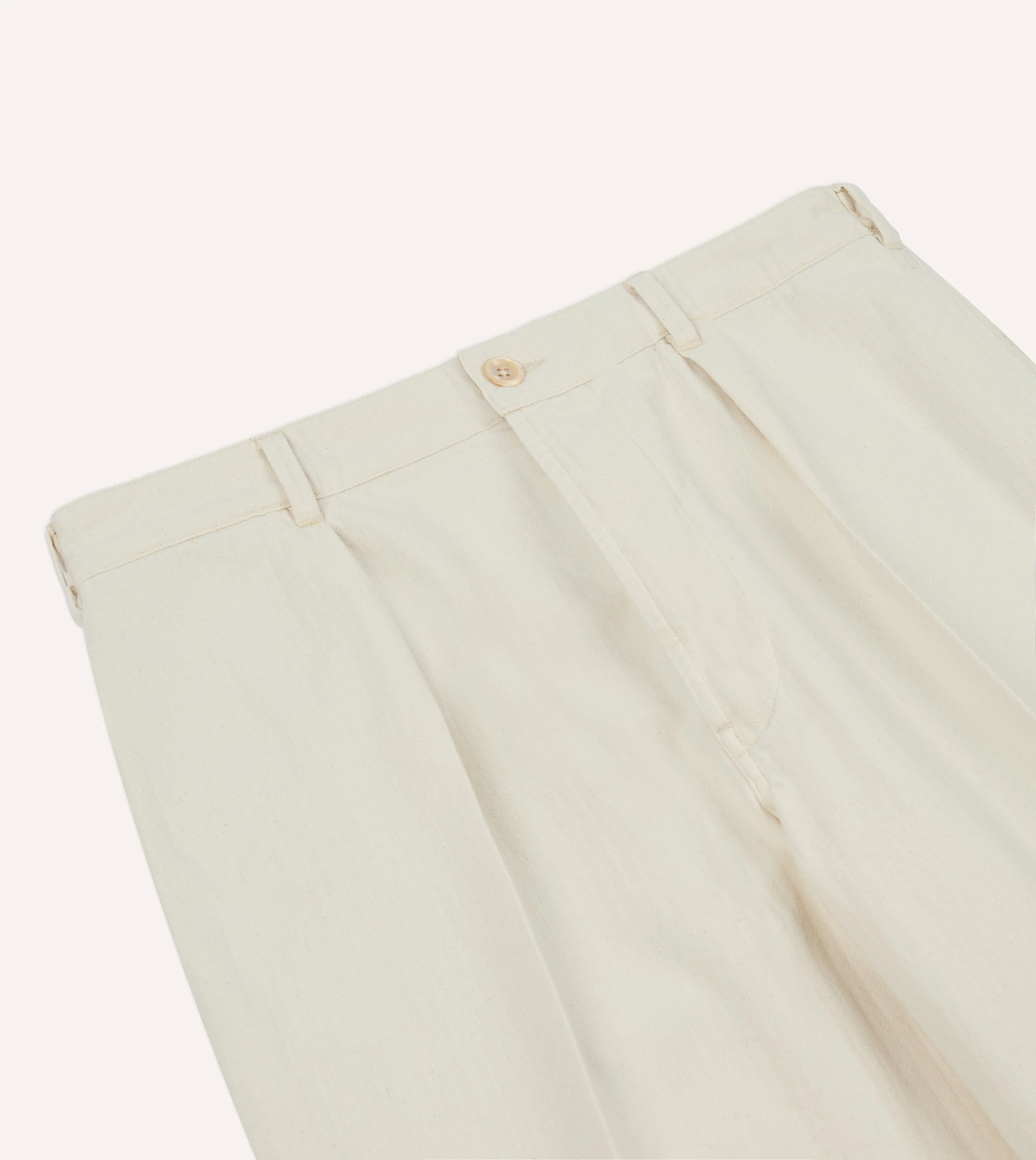 Ecru Herringbone Twill Cotton Games Trouser - Image 5