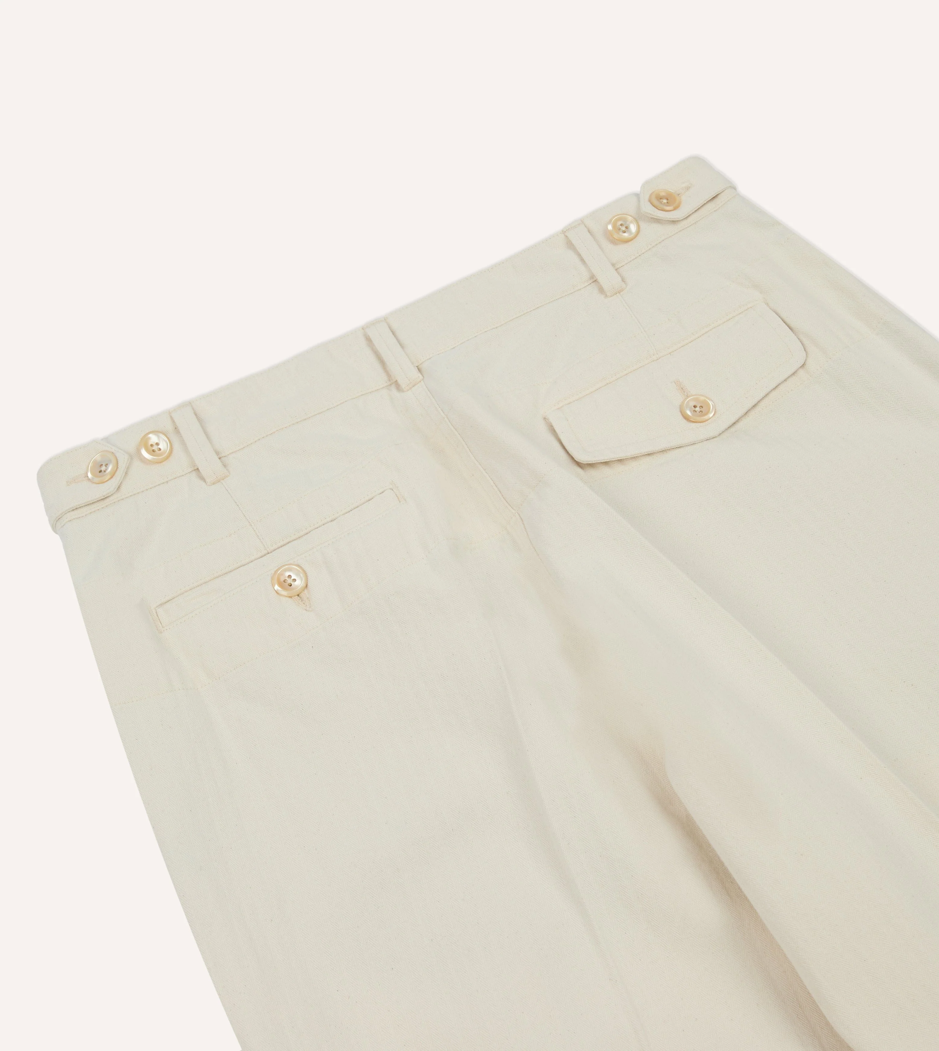 Ecru Herringbone Twill Cotton Games Trouser - Image 6