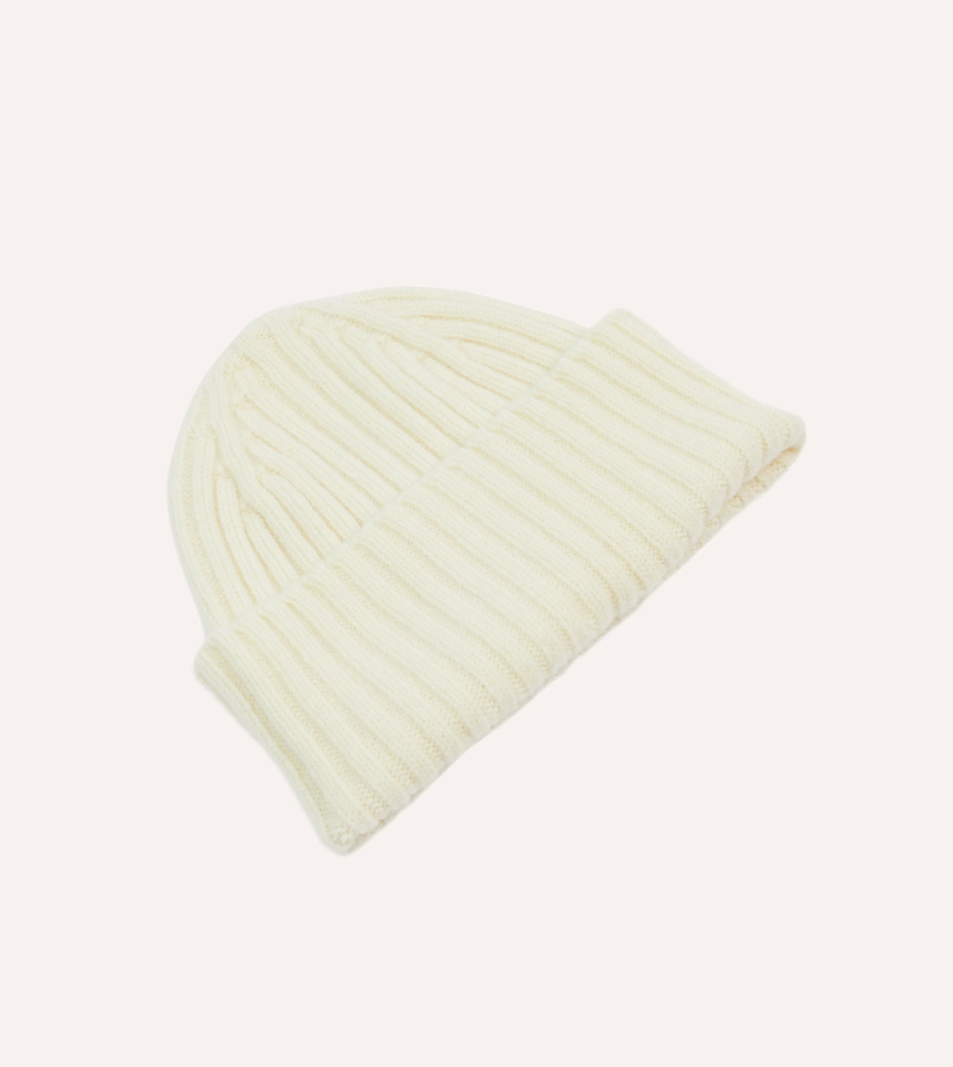 Ecru Lambswool Ribbed Knit Cap - Image 3