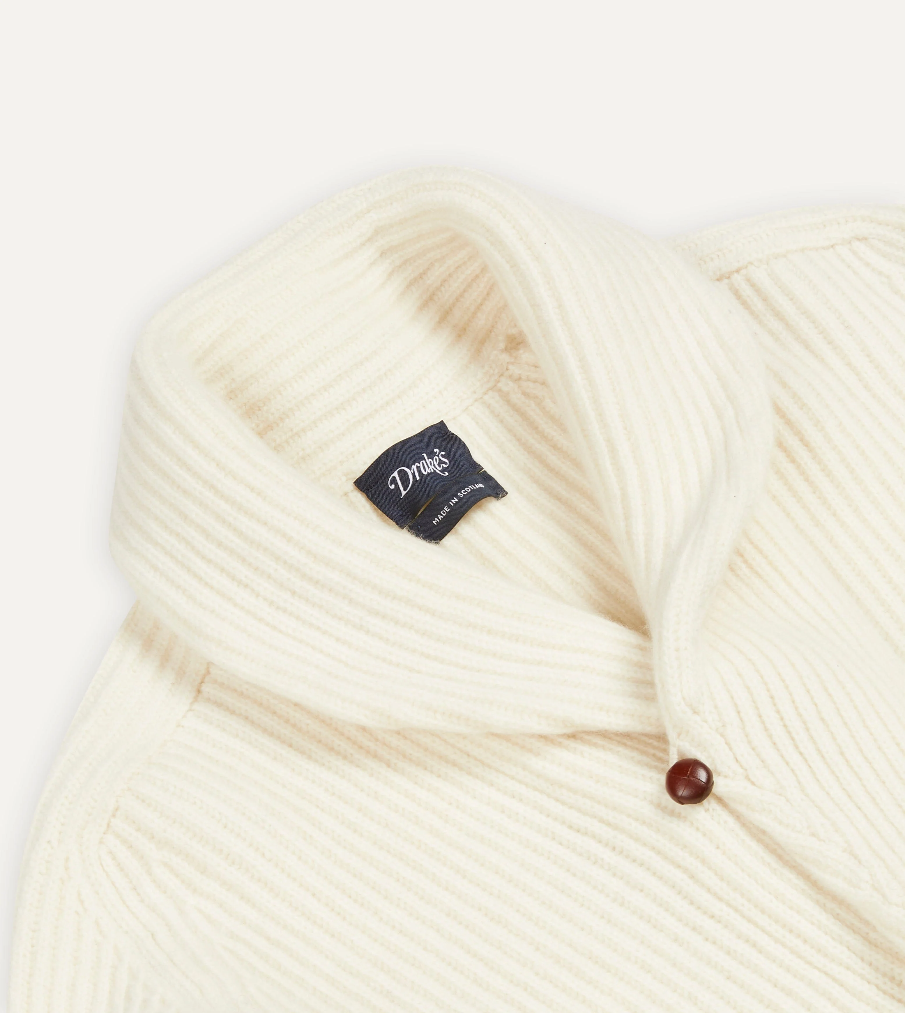 Ecru Lambswool Shawl Collar Cardigan - Image 4