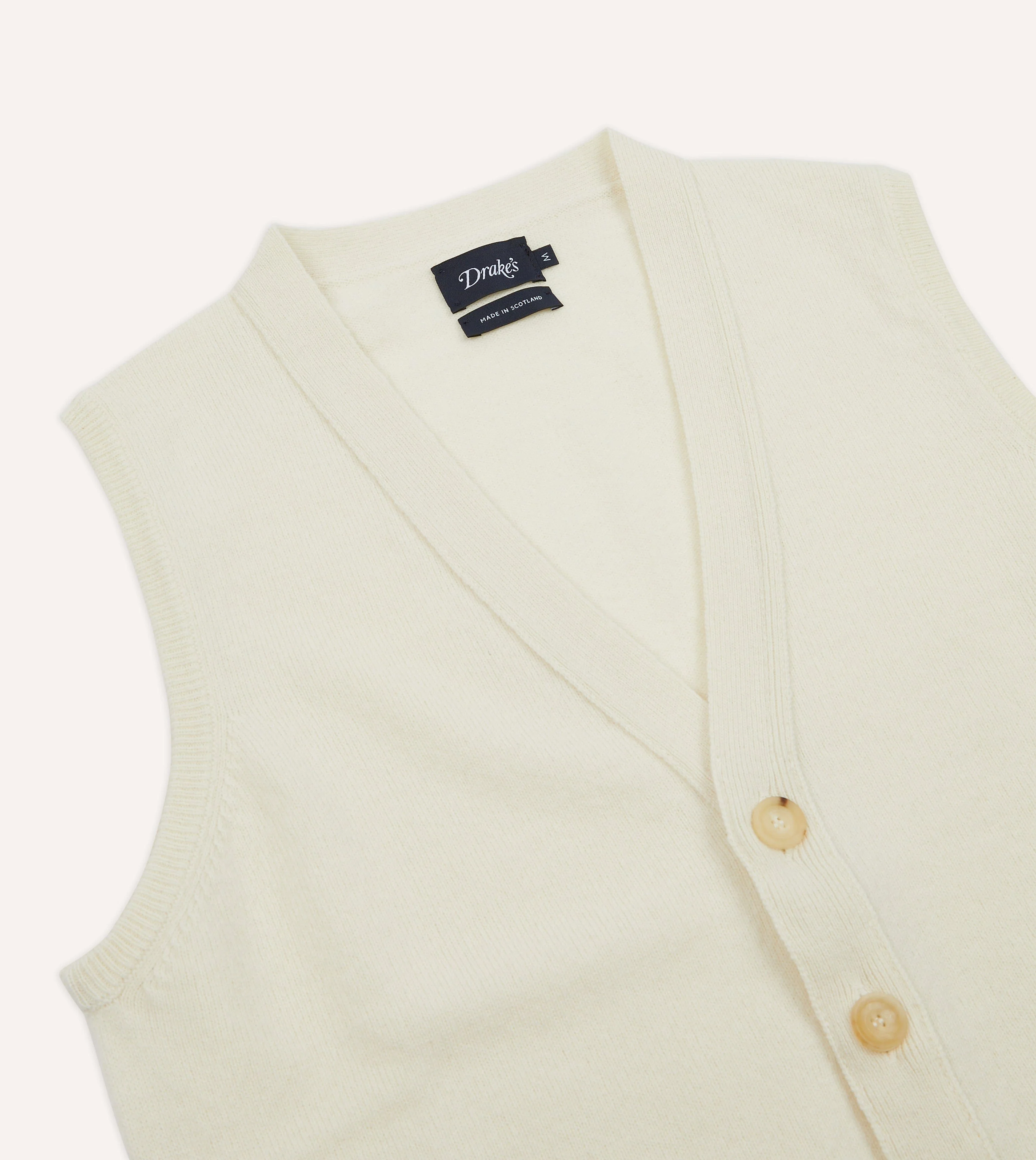 Ecru Lambswool Sleeveless Cardigan - Image 3
