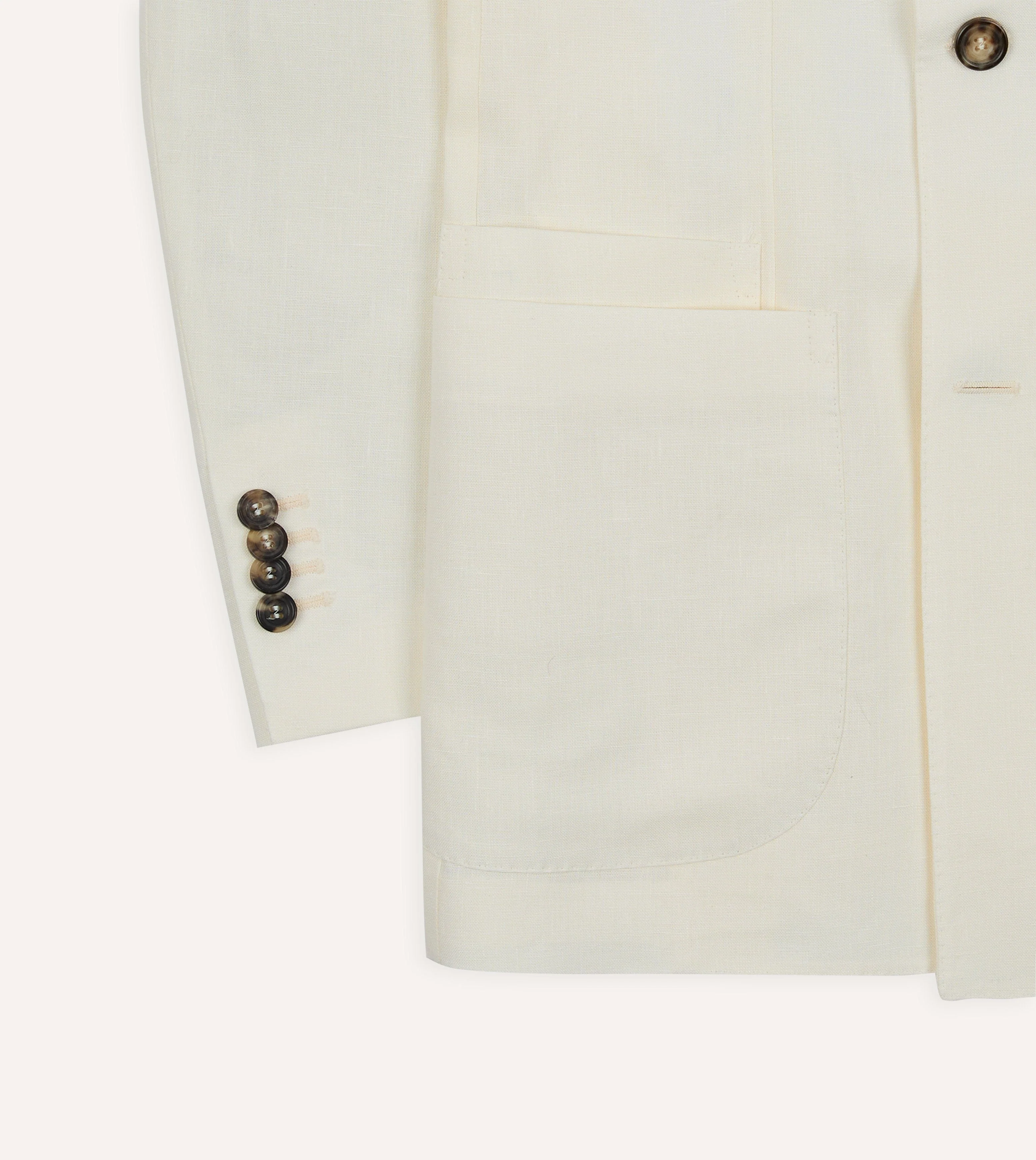Ecru Linen Double-Breasted Tailored Jacket - Image 6