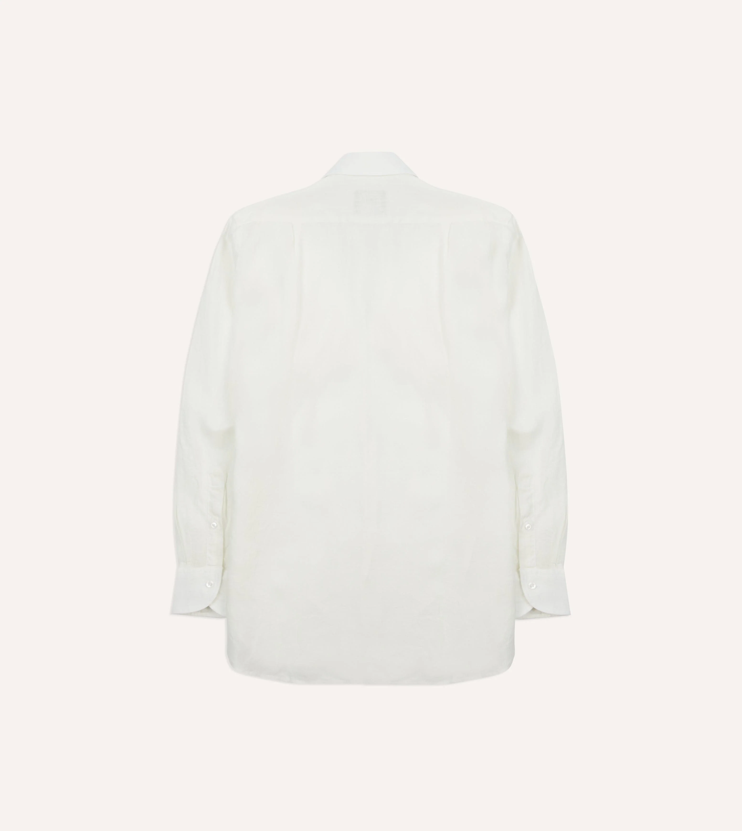 Ecru Linen Long Point Collar Shirt - Image 6
