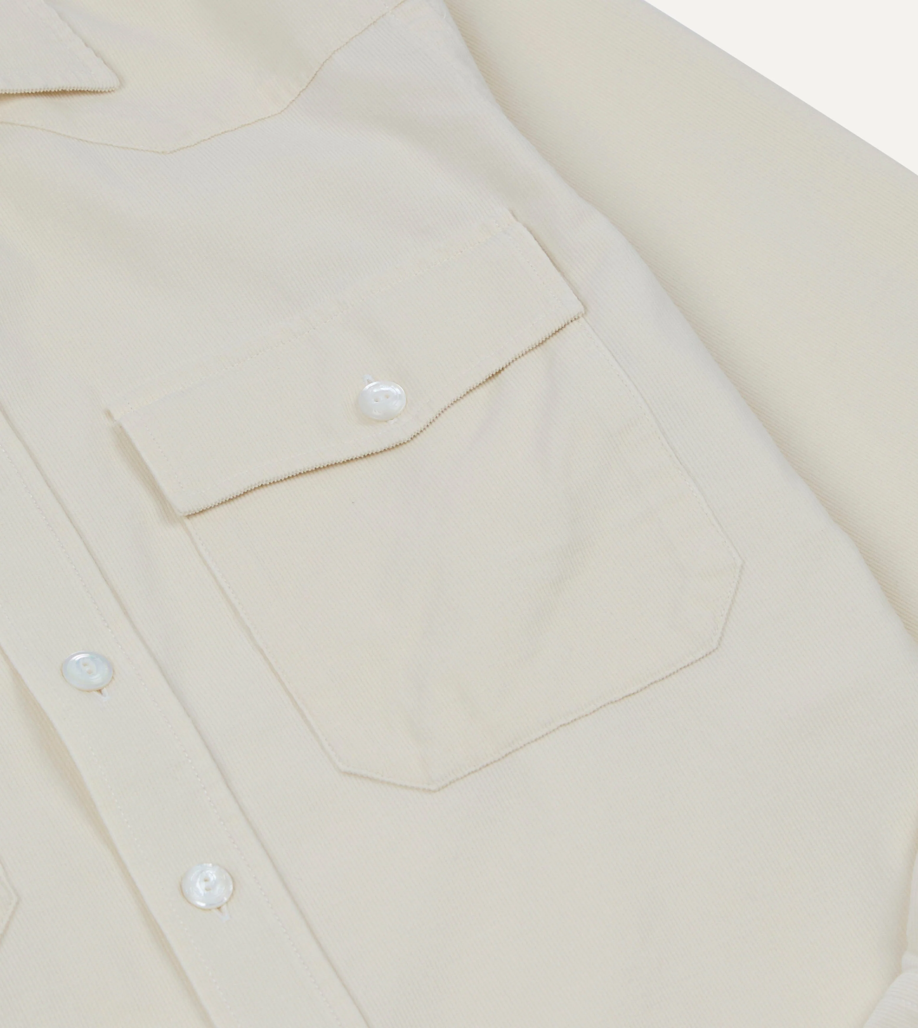 Ecru Needlecord Two-Pocket Western Shirt - Image 6