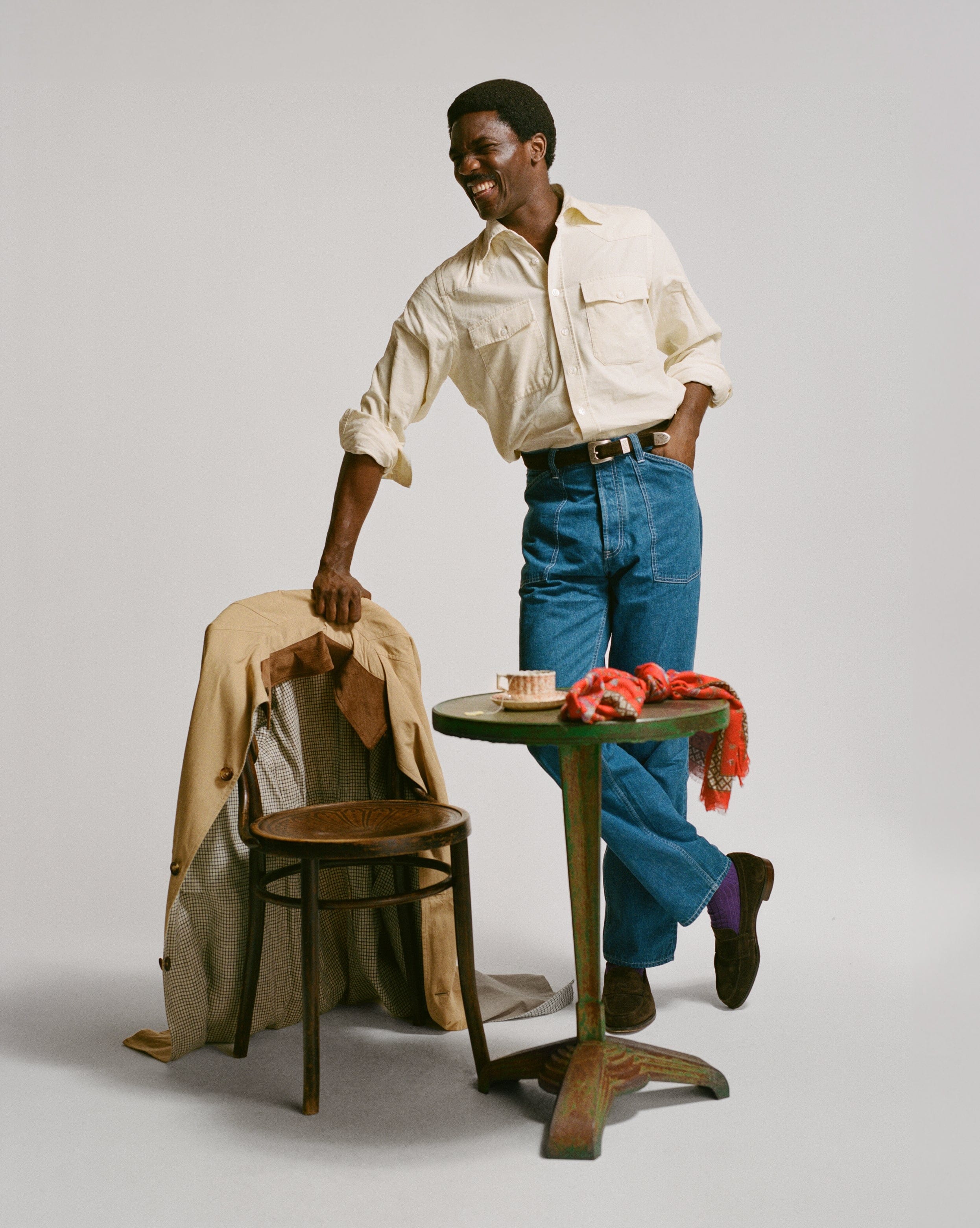 Ecru Needlecord Two-Pocket Western Shirt - Image 9