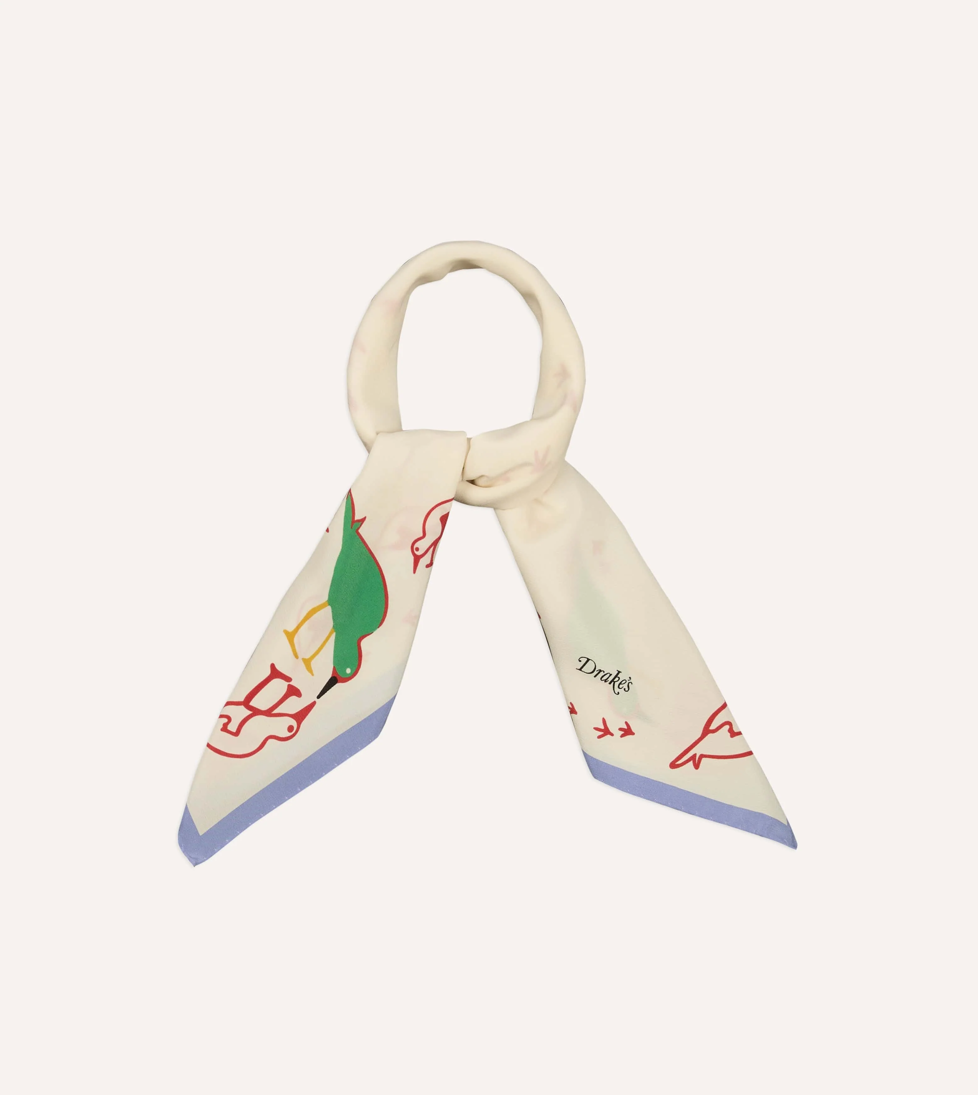 Ecru Oyster Catcher Print Silk Bandana - Image 3