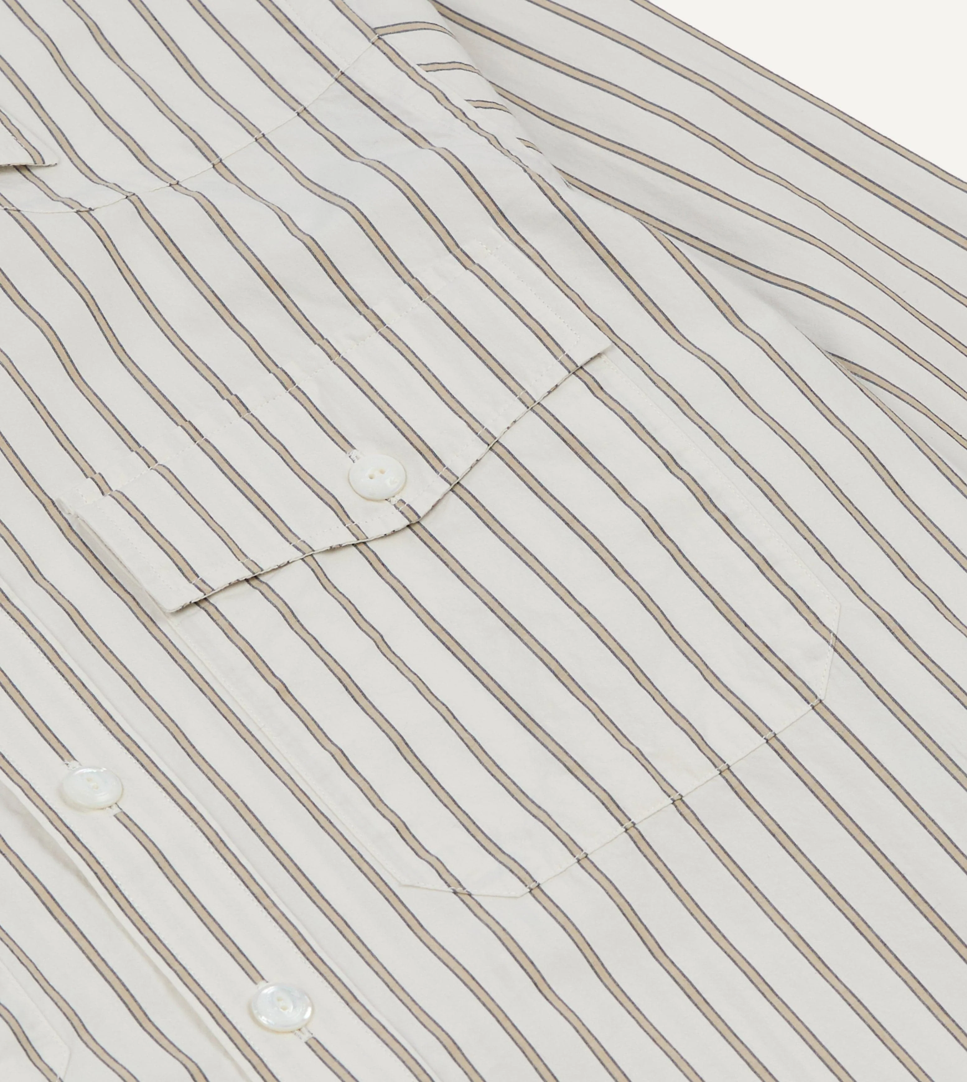 Ecru Stripe Cotton Two-Pocket Western Shirt - Image 5