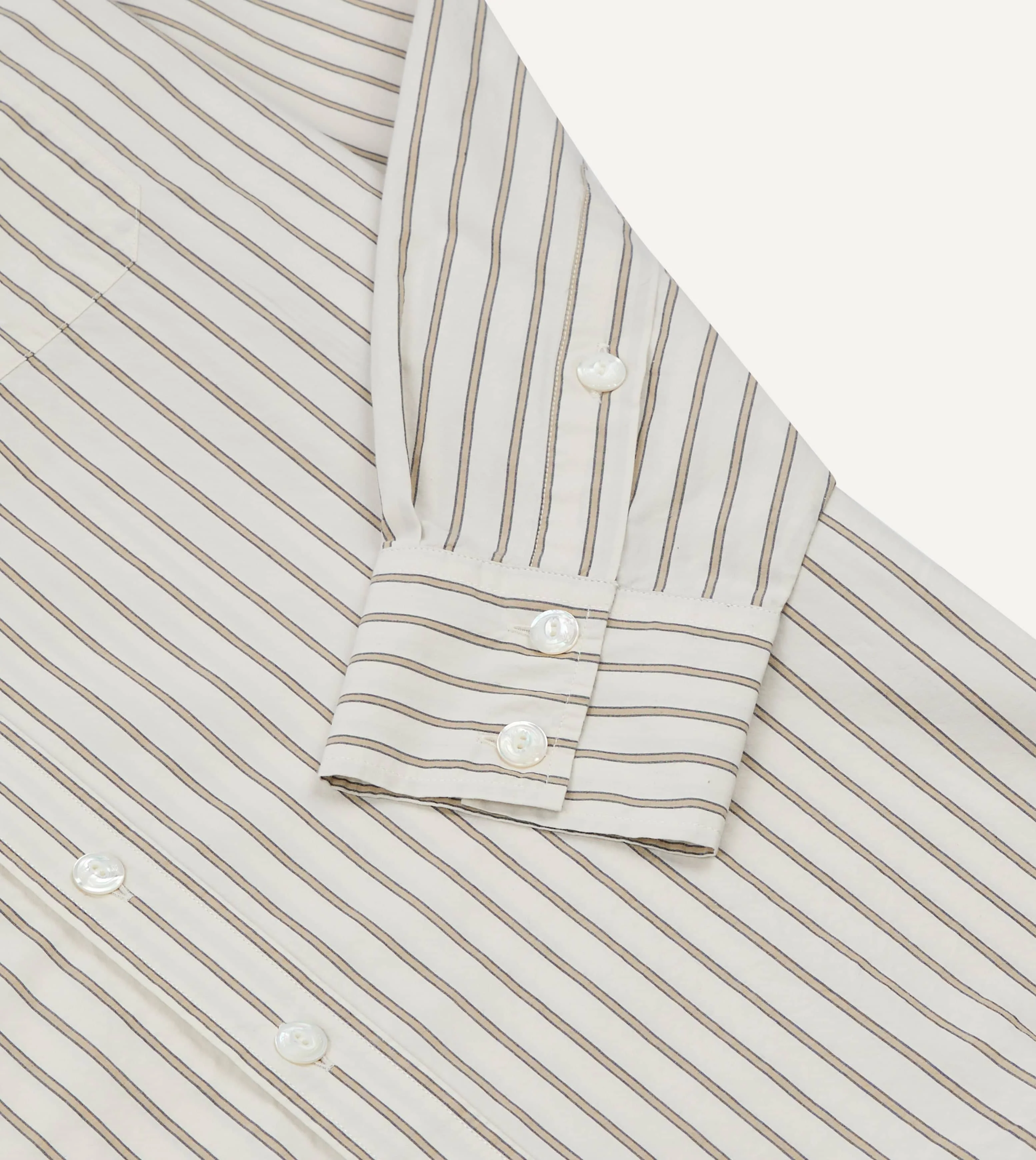 Ecru Stripe Cotton Two-Pocket Western Shirt - Image 6