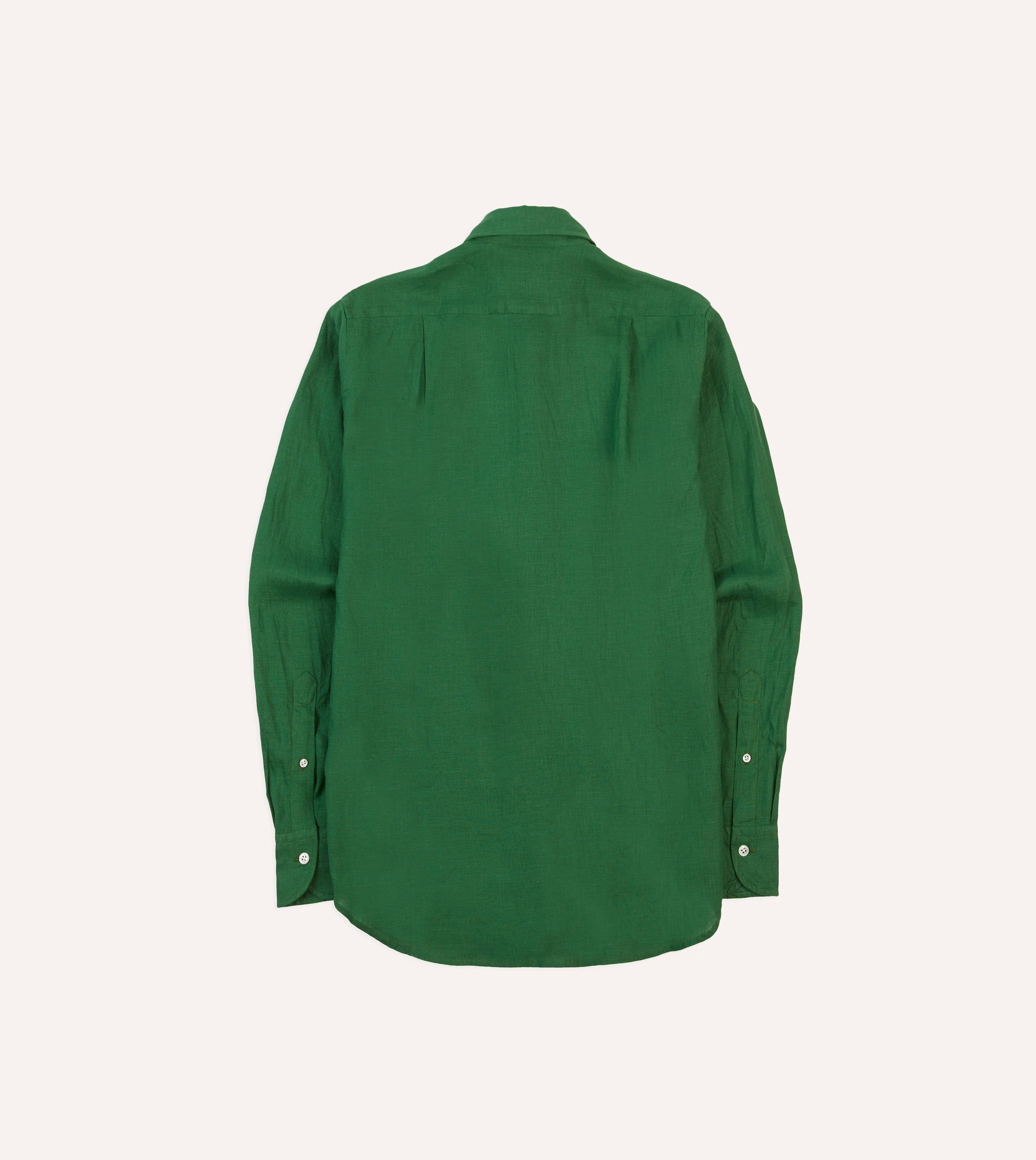 Forest Green Linen Spread Collar Shirt - Image 6