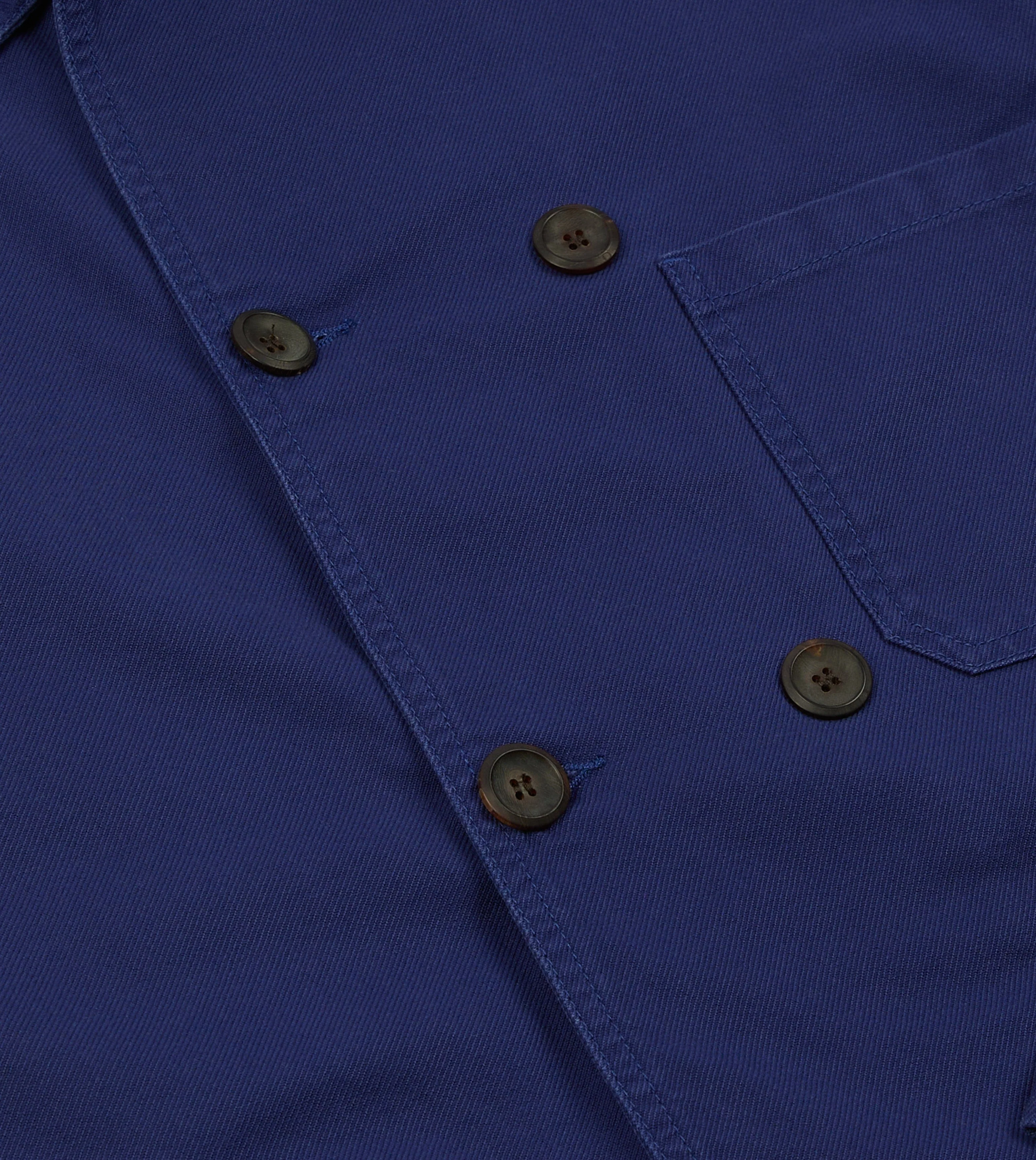 French Blue Cotton Serge Double-Breasted Chore Coat - Image 8